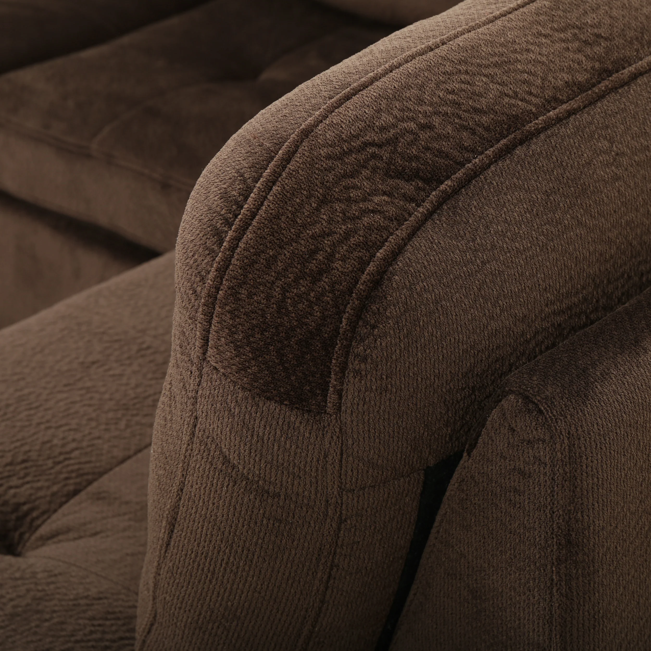 Welsh Contemporary Tufted Chocolate Brown Fabric Sectional Sofa Set - furnishings