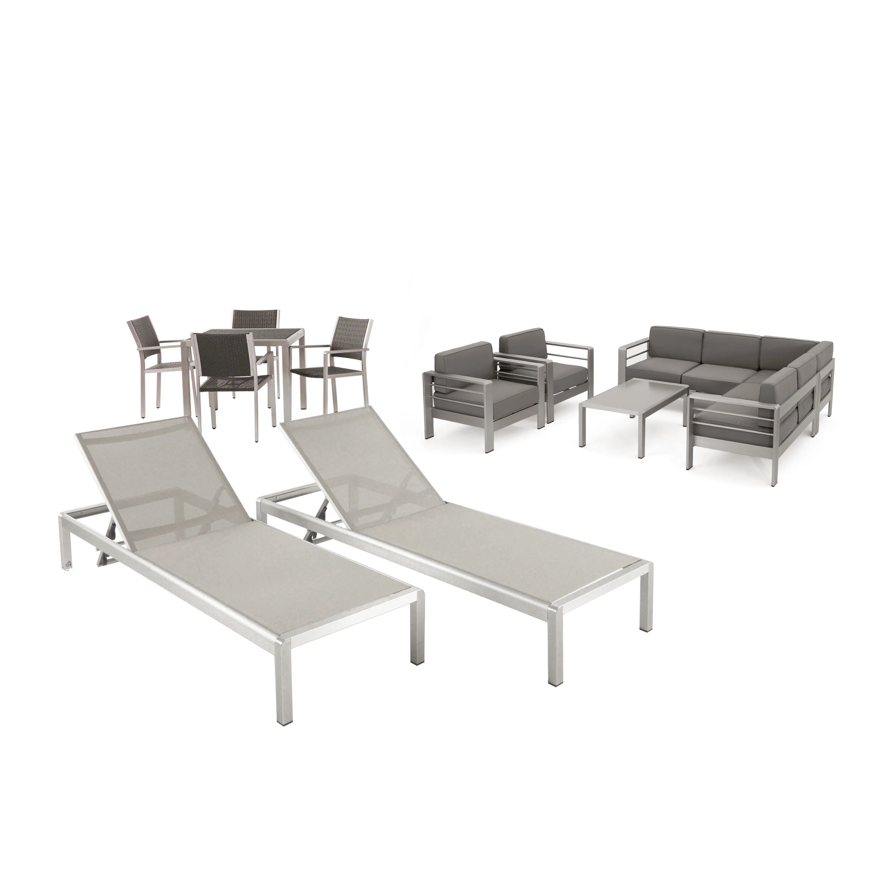 Cherie Outdoor Estate Collection Patio Set with Wicker Top Dining Table - furnishings