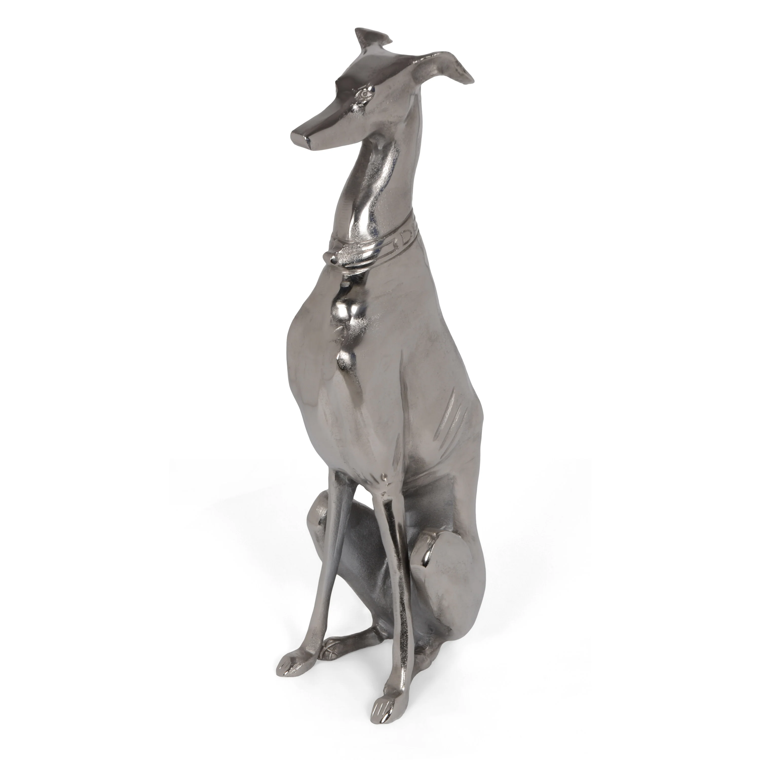Lismore Aluminum Greyhound Statue, Raw Nickel - furnishings