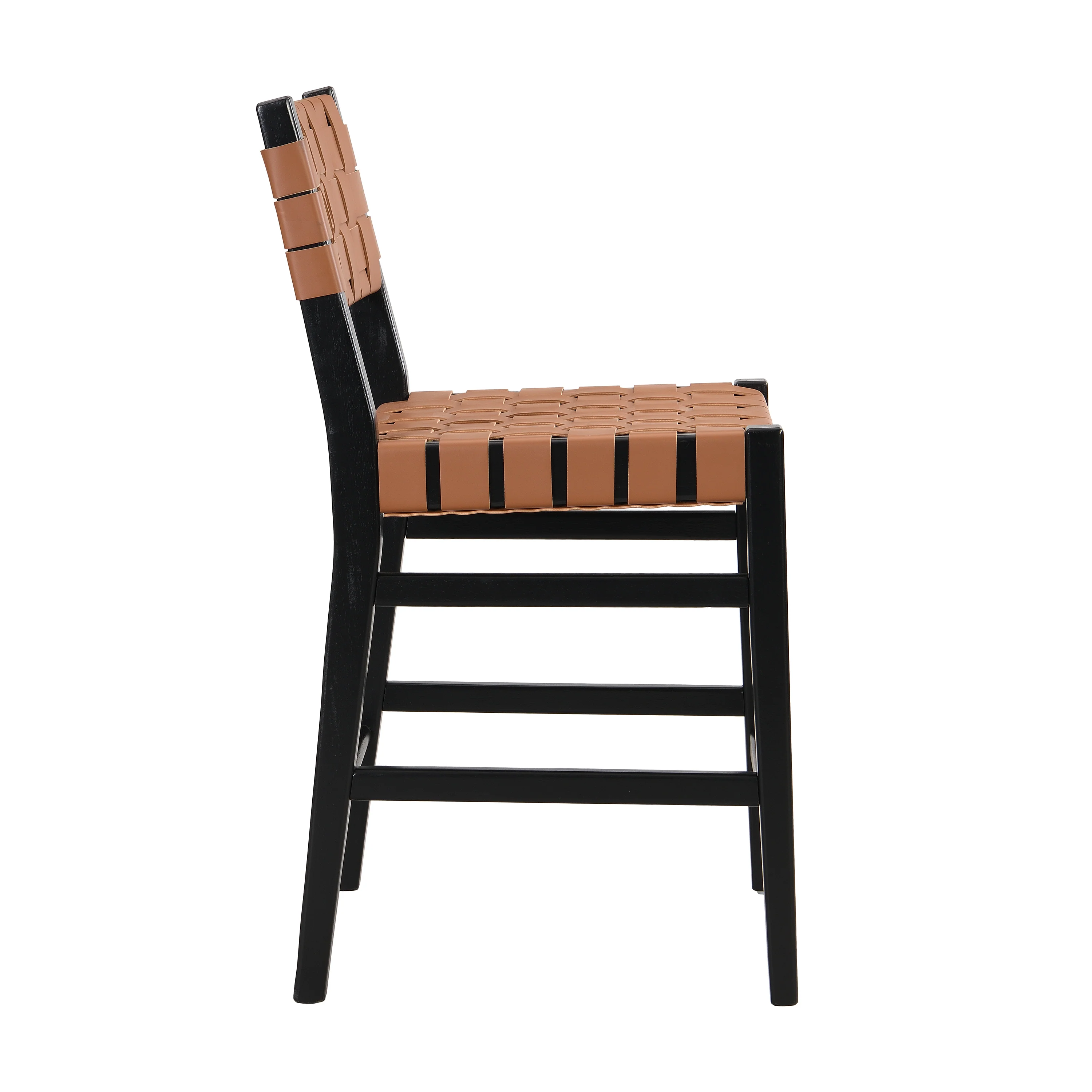 Zephyre Modern Black PU and Wood Counter Stools, Set of 2 - furnishings