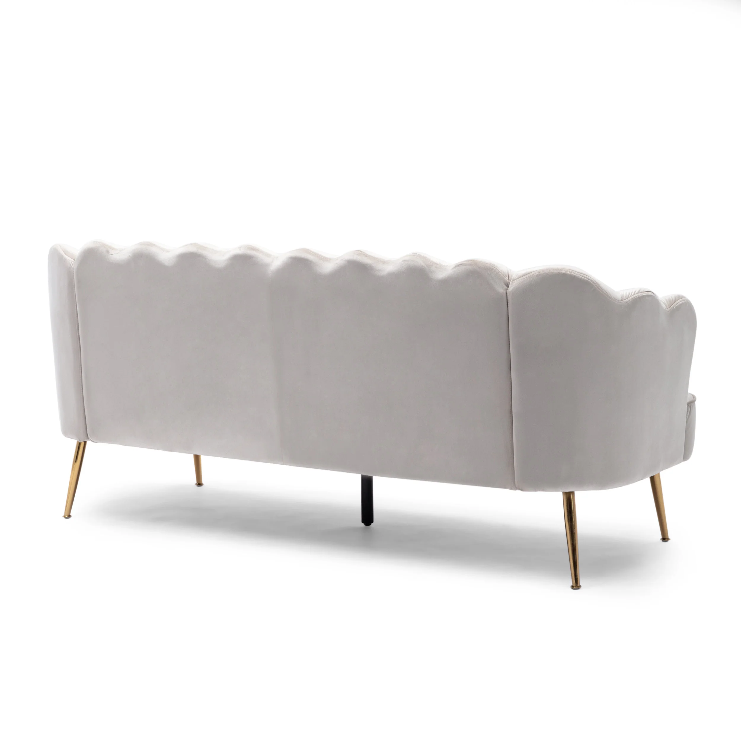 Ohnstad Modern Glam Velvet Channel Stitch 3 Seater Shell Sofa - furnishings