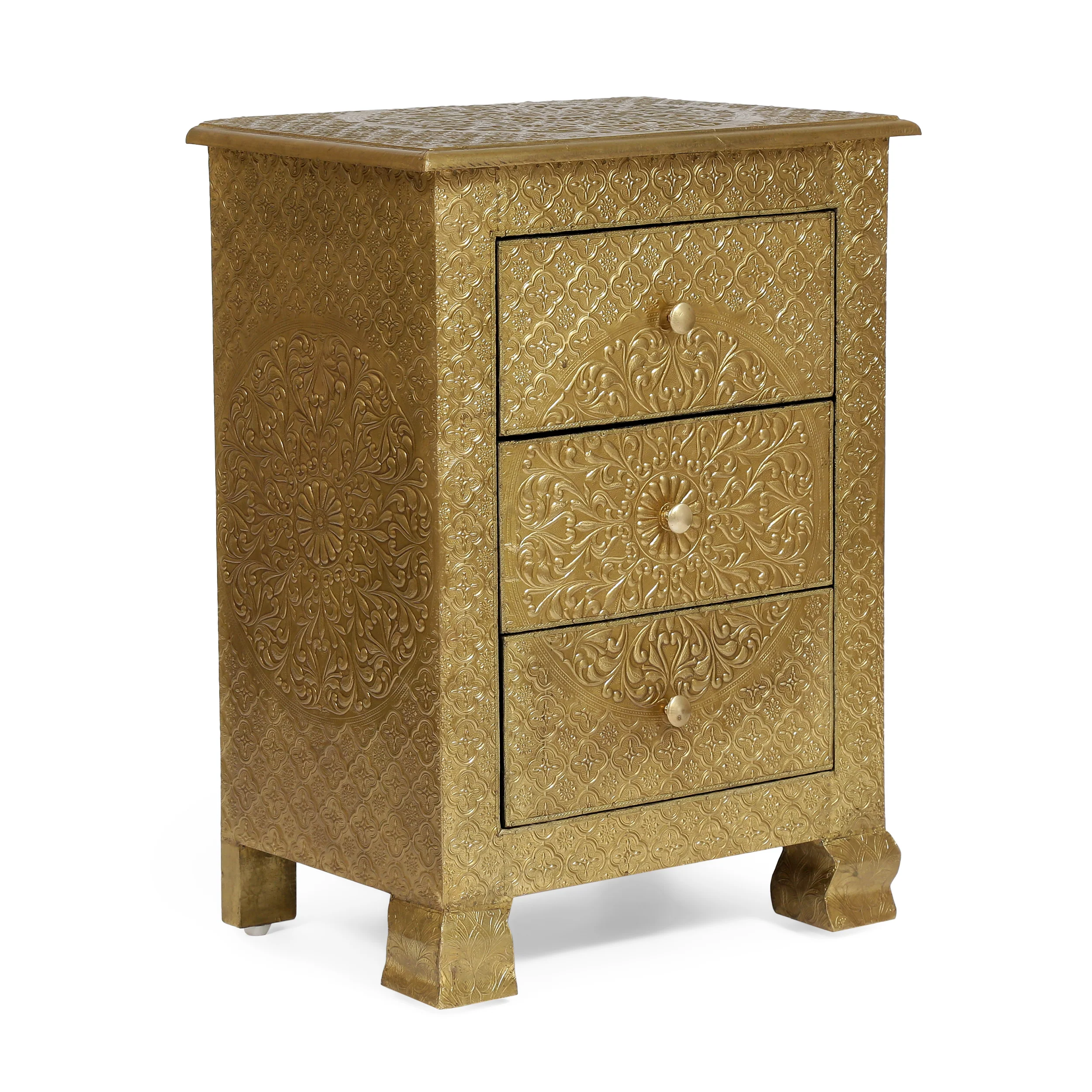 Paulding Upson Handcrafted Boho 3 Drawer Nightstand - furnishings