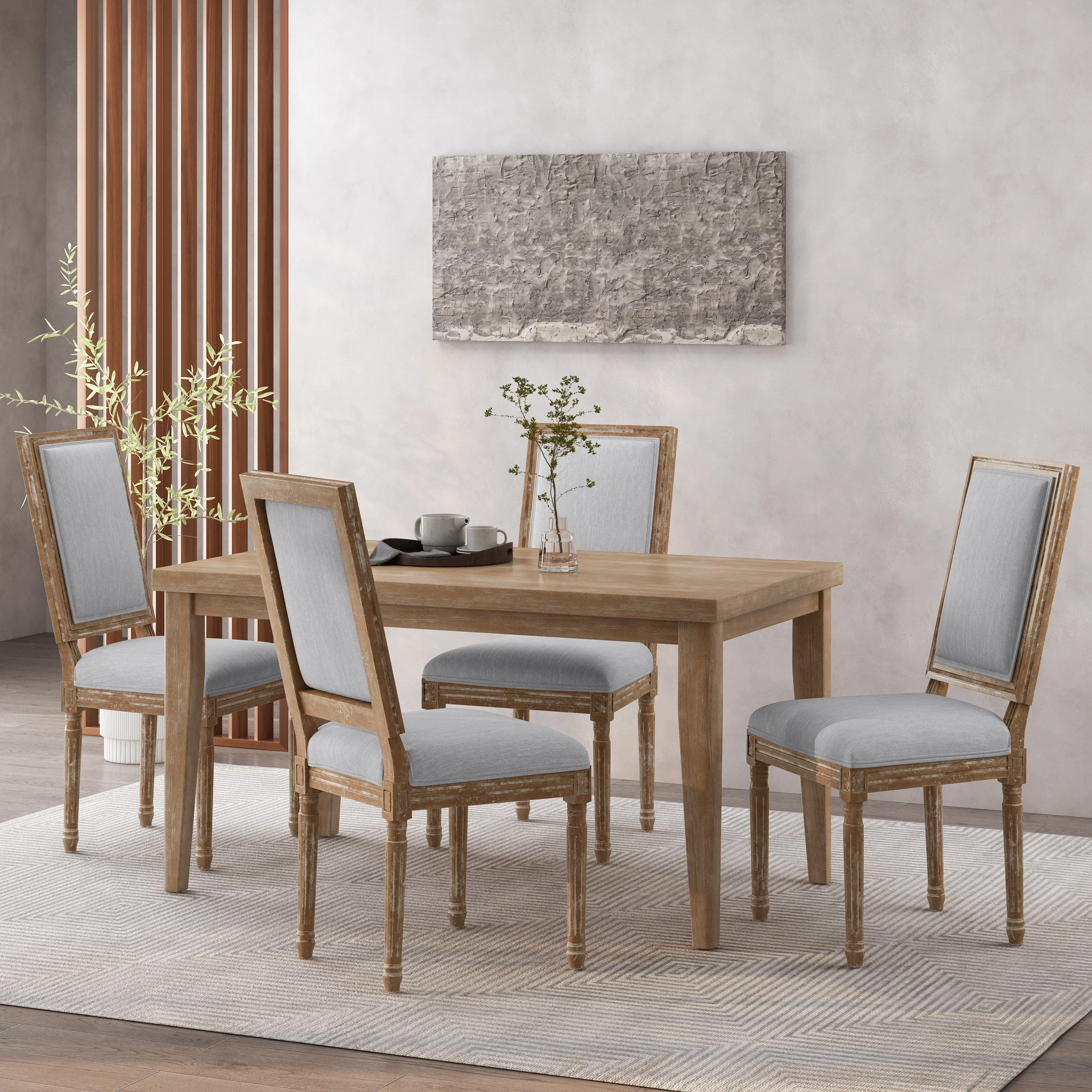 Amy French Country Wood Upholstered Dining Chair, Set of 4 - furnishings