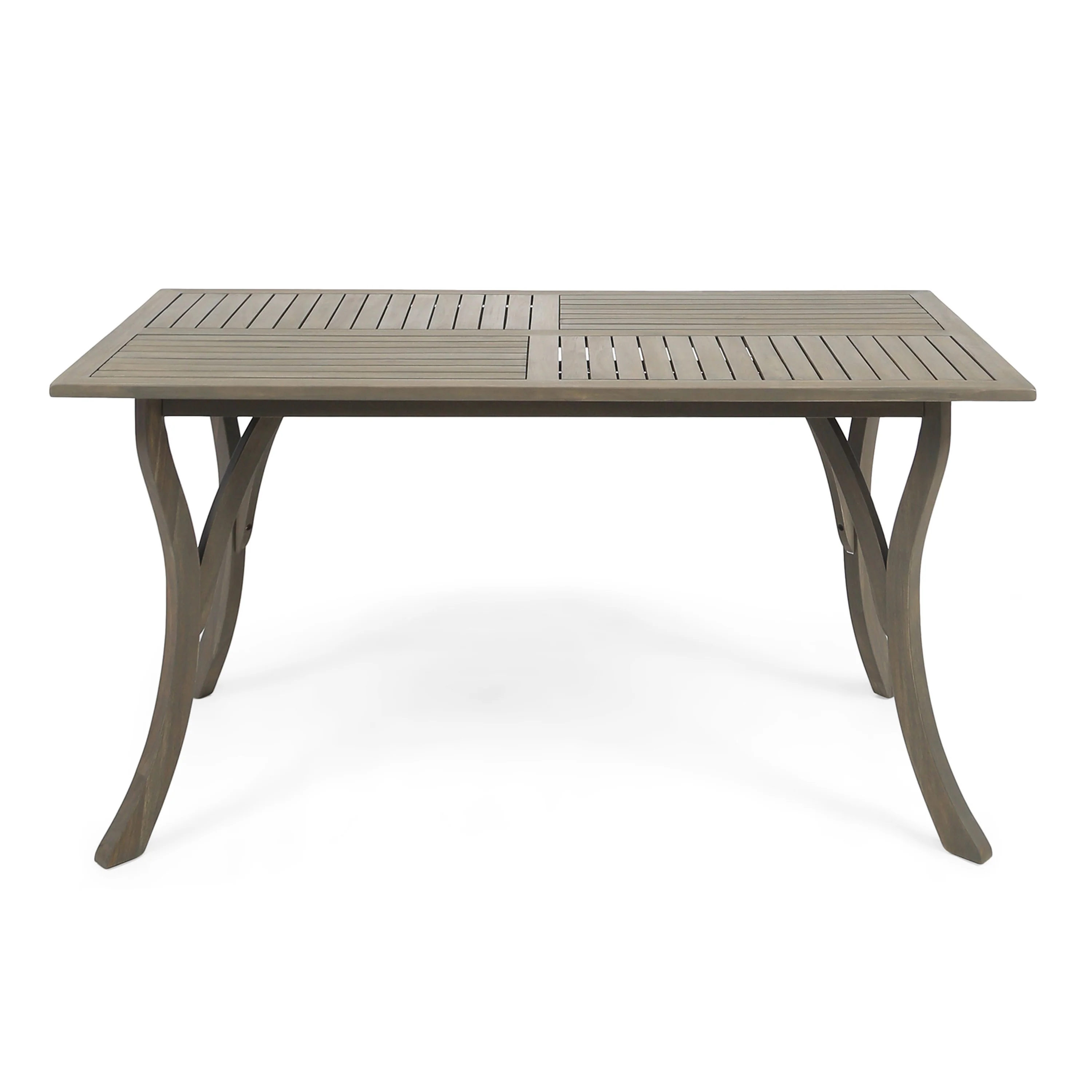 Rene Outdoor 7 Piece Wood and Wicker Dining Set, Gray and Gray - furnishings