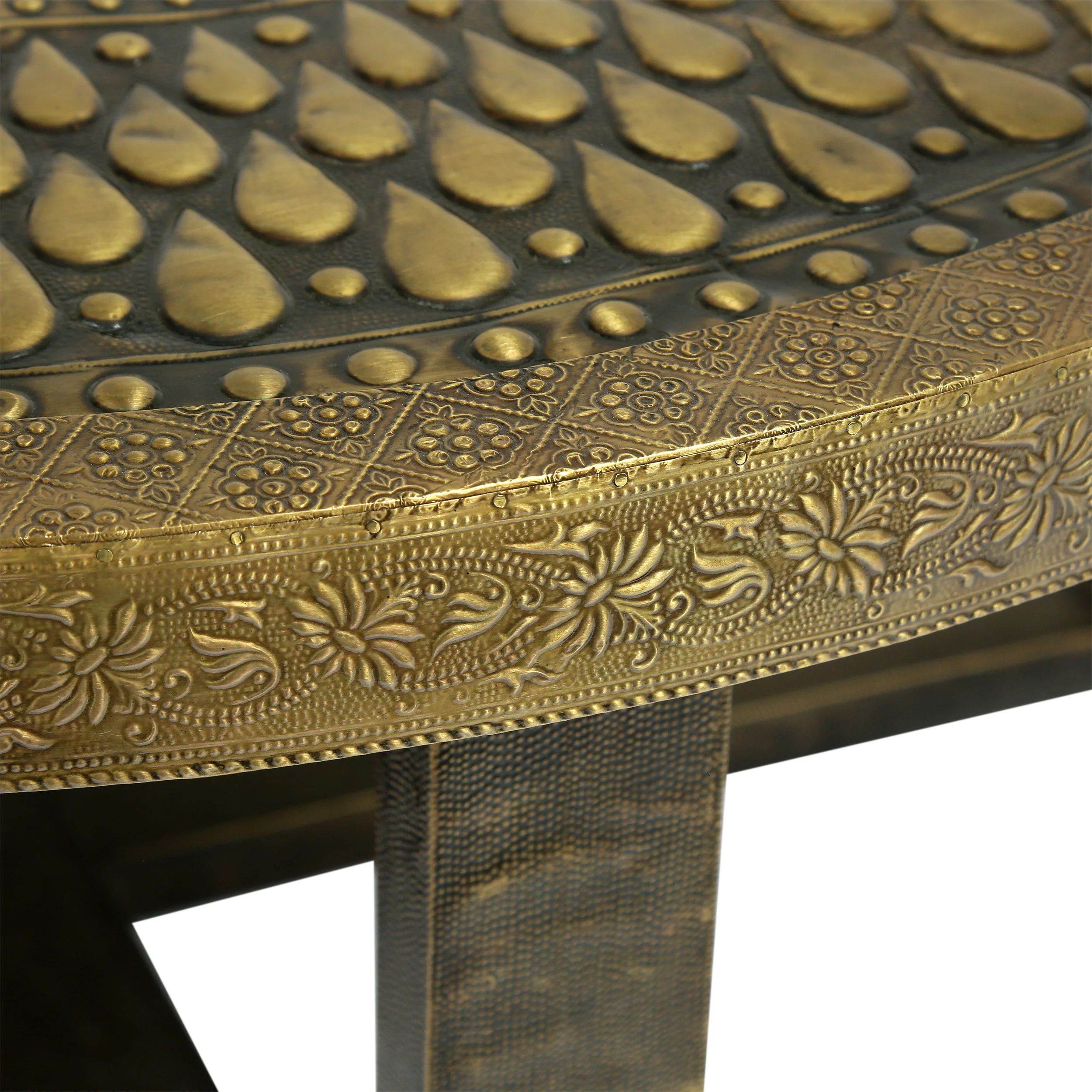 Soperton Cohutta Boho Handcrafted Embossed Coffee Table, Gold - furnishings