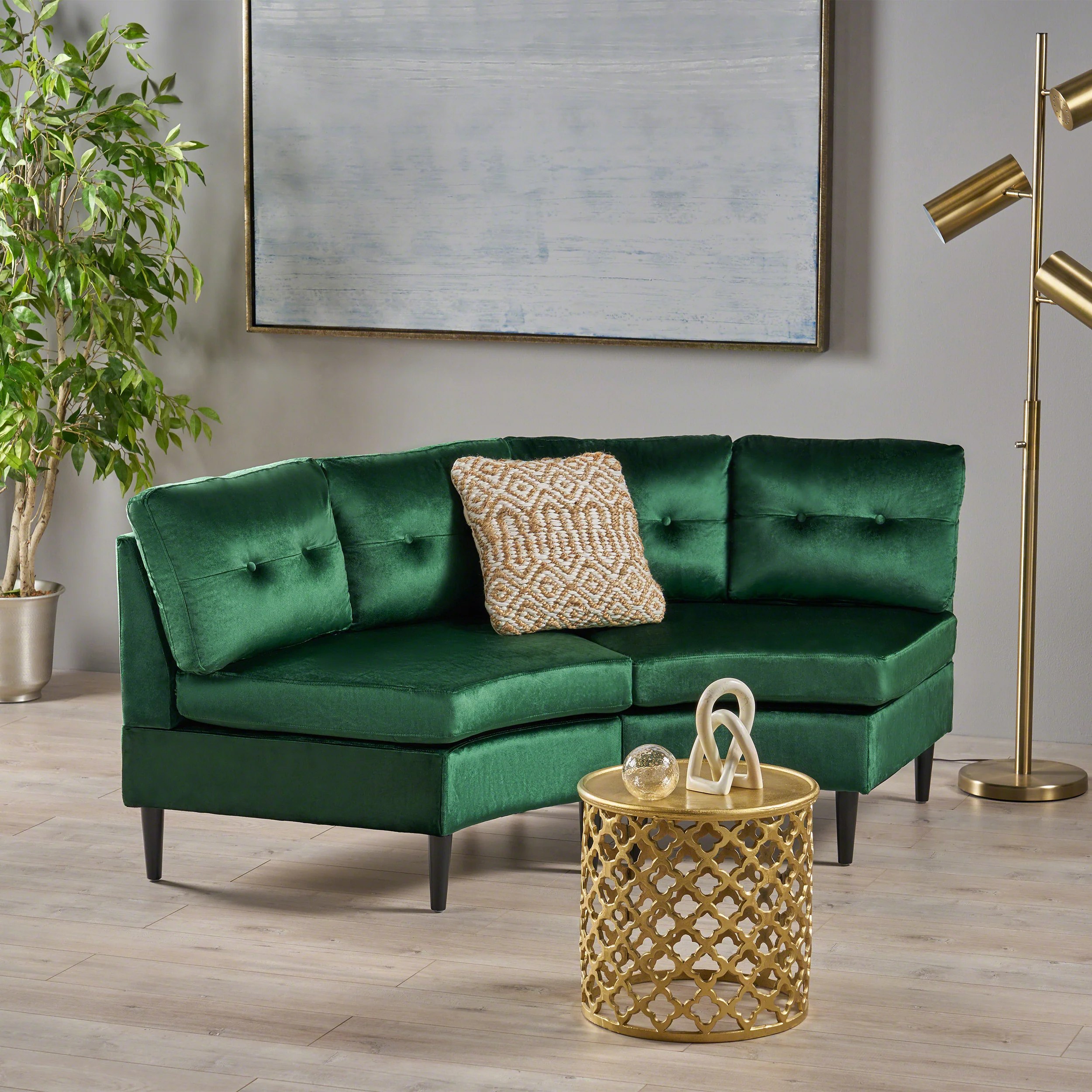 Julian Nora Glam Velvet Modular 2 Seater Sectional - furnishings