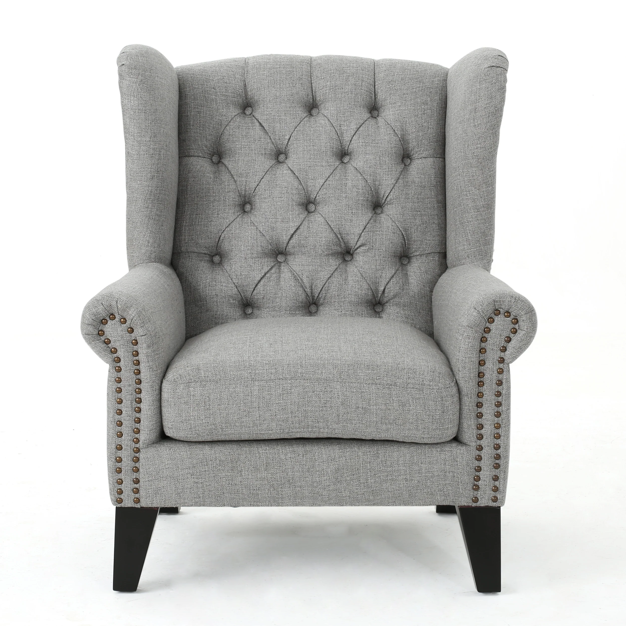 Lainie Traditional Tufted Winged Fabric Accent Chair - furnishings