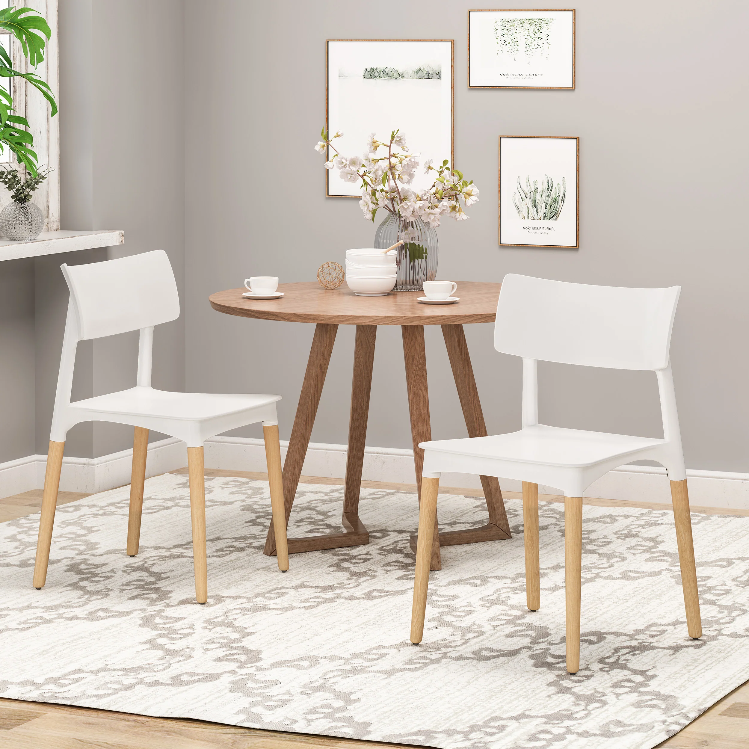 Isabel Modern Dining Chair with Beech Wood Legs (Set of 2) - furnishings