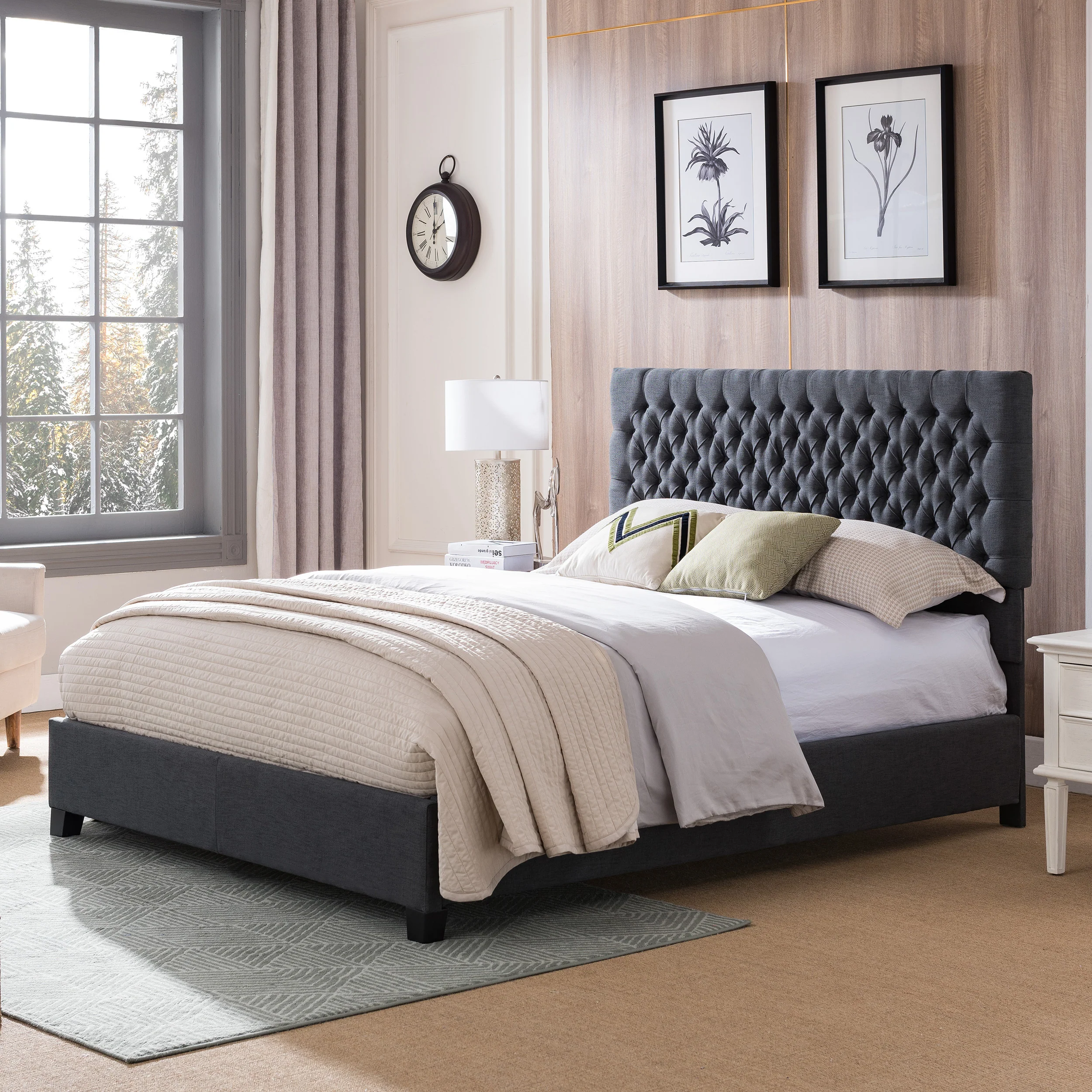 Cumulus Fully Upholstered Fabric Queen Bed - furnishings