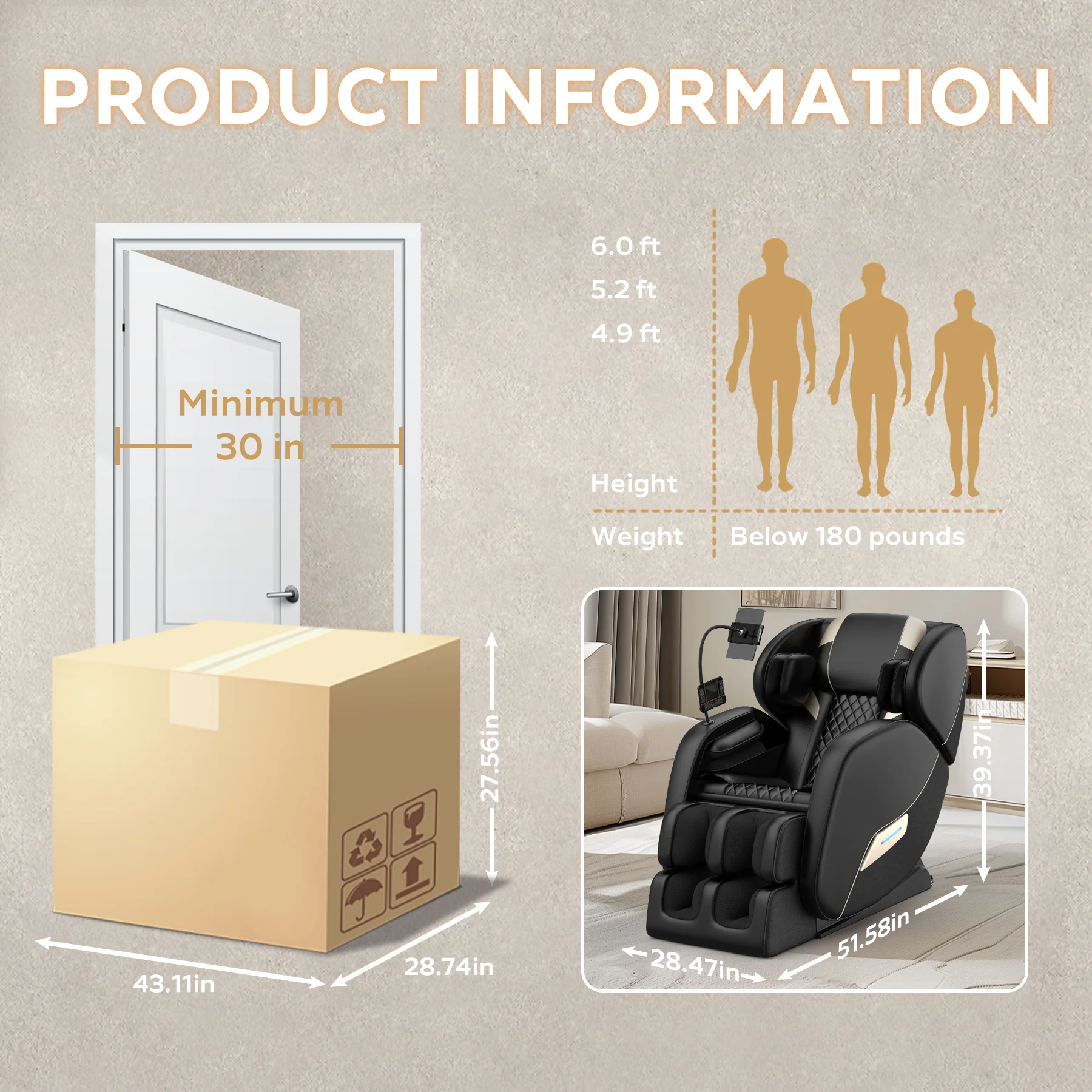 2024 Premium Massage Recliner with Zero Gravity and Air Pressure - furnishings