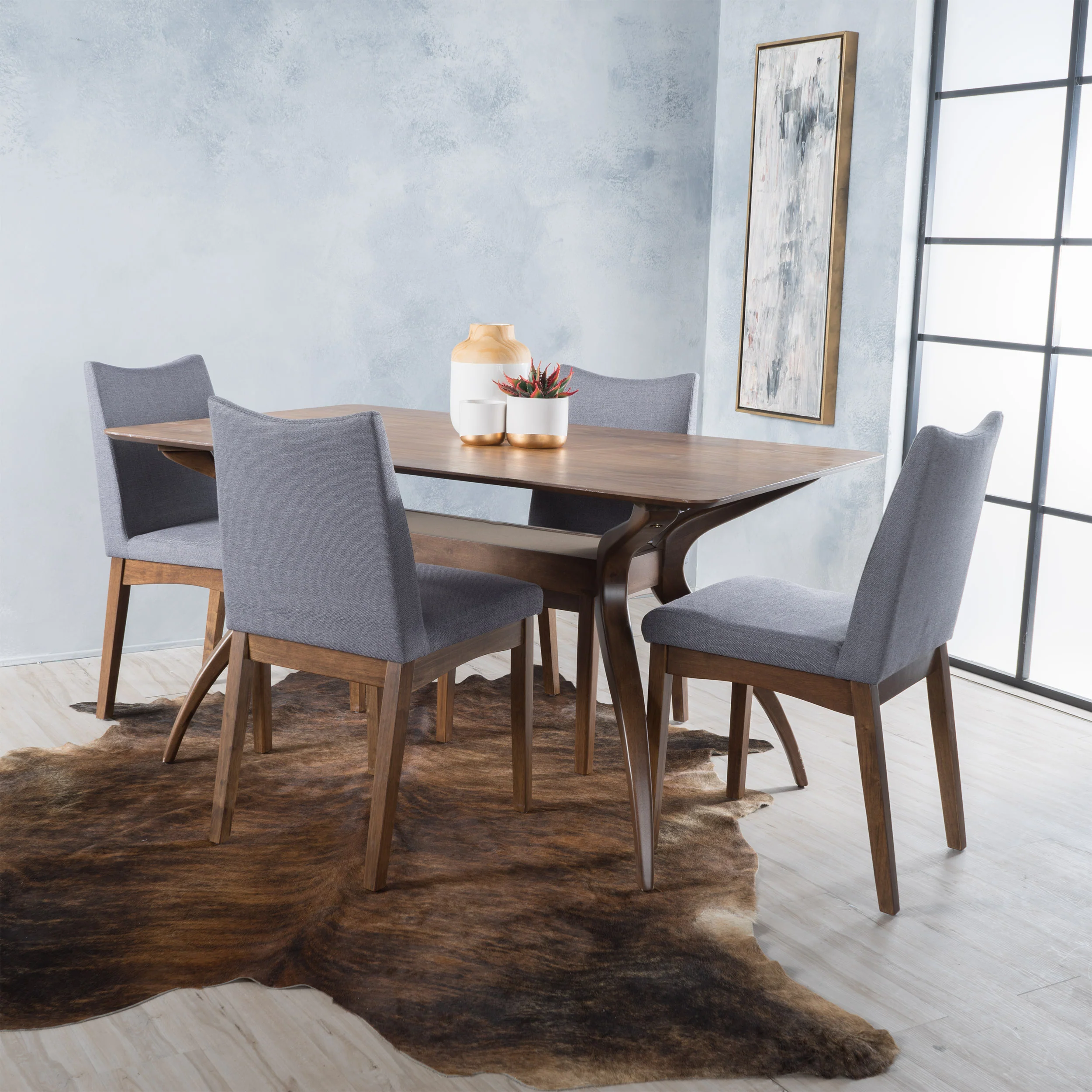 Gertrude Mid-Century Modern 4 Seater Dining Set - furnishings