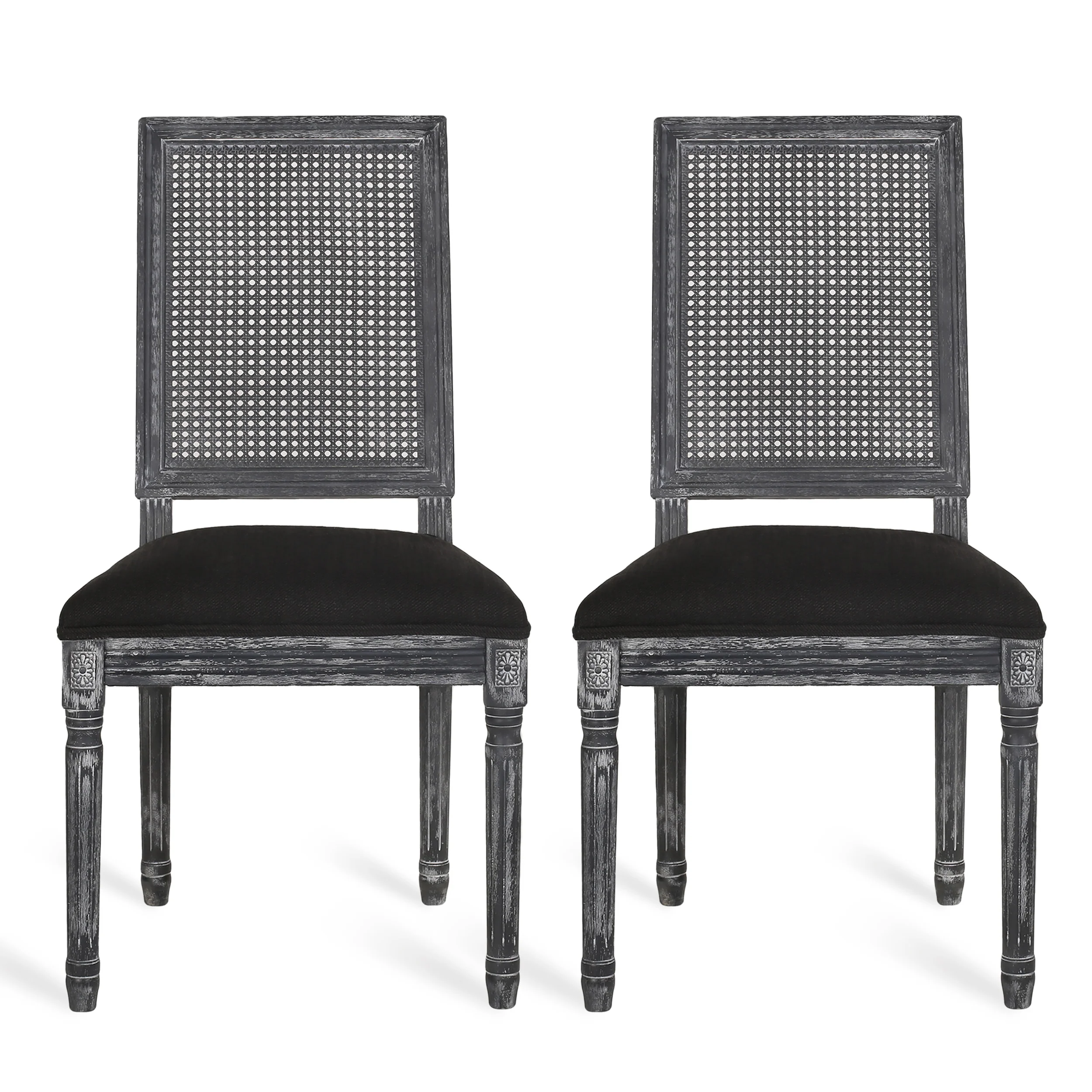 Brownell French Country Wood and Cane Upholstered Dining Chair, Set of 2 - furnishings