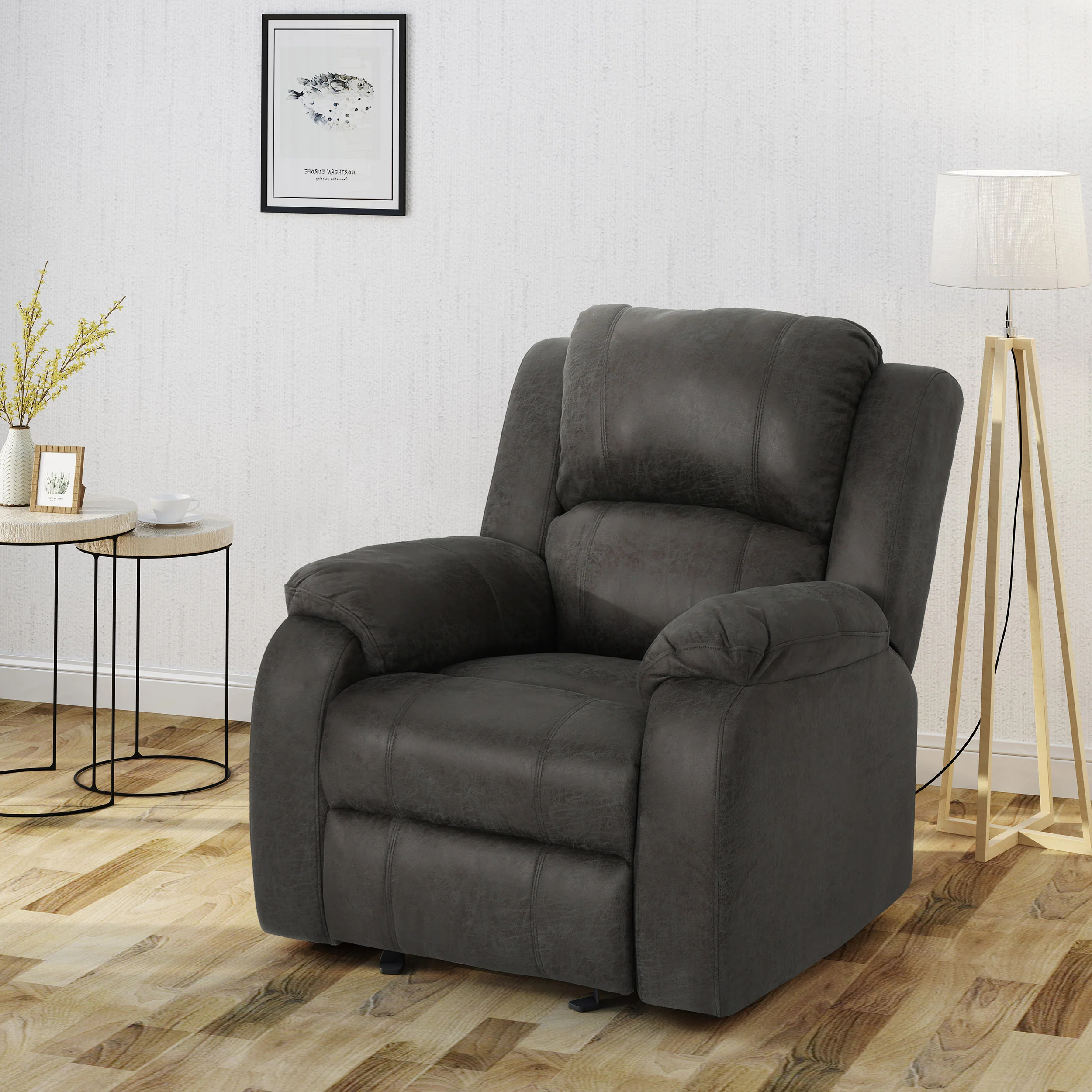 Michelle Classic Microfiber Gliding Recliner, Slate - furnishings