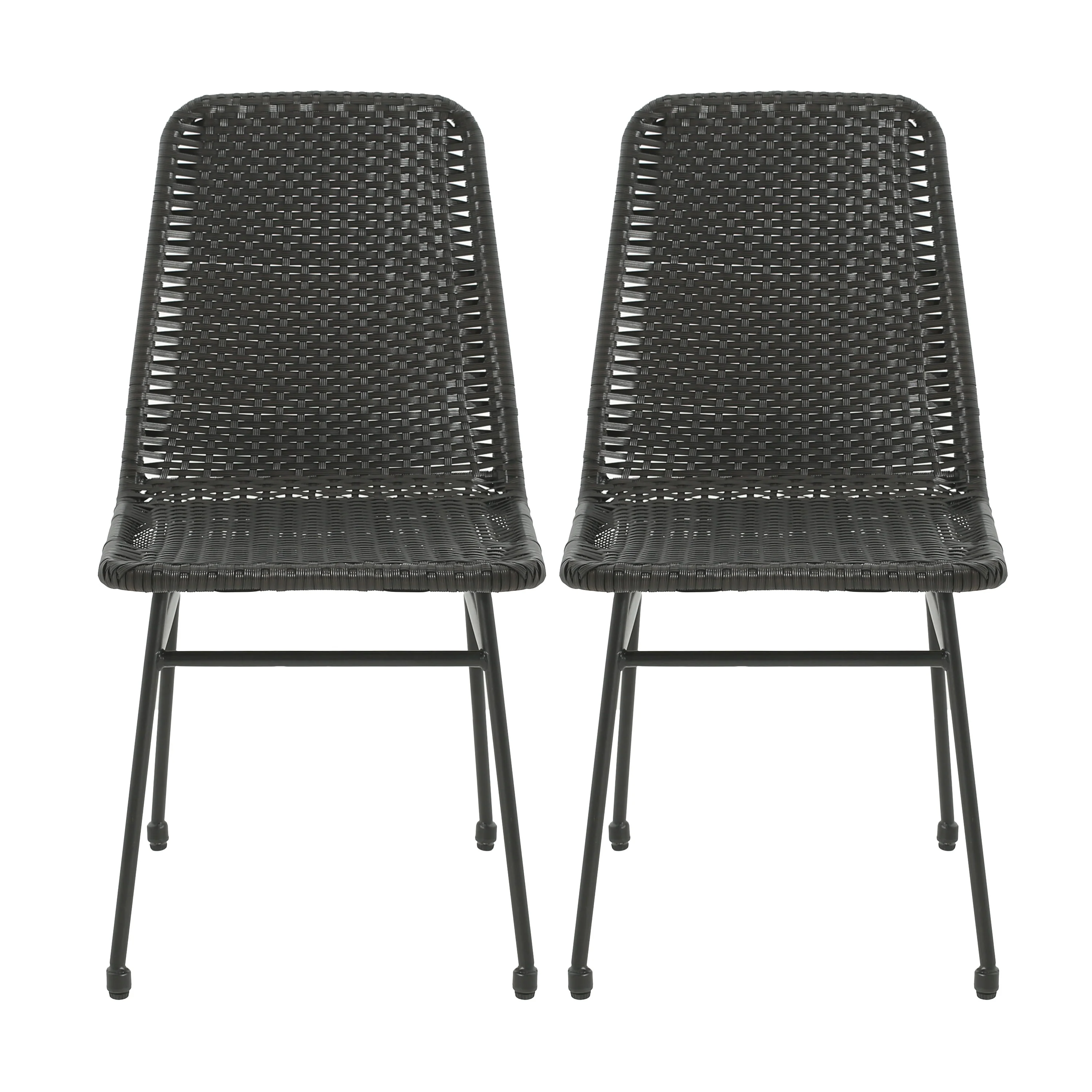 Lunara PE Wicker Dining Chair, Metal Base, Set of 2 - furnishings