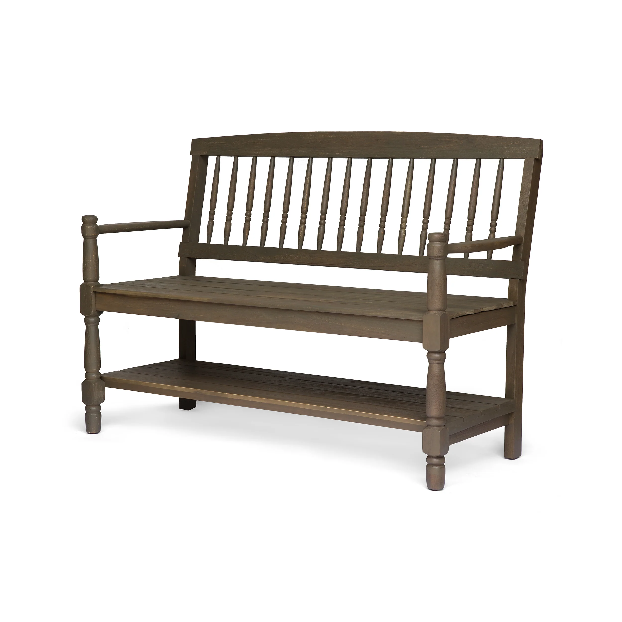 Kuhn Outdoor Acacia Wood Bench with Shelf - furnishings