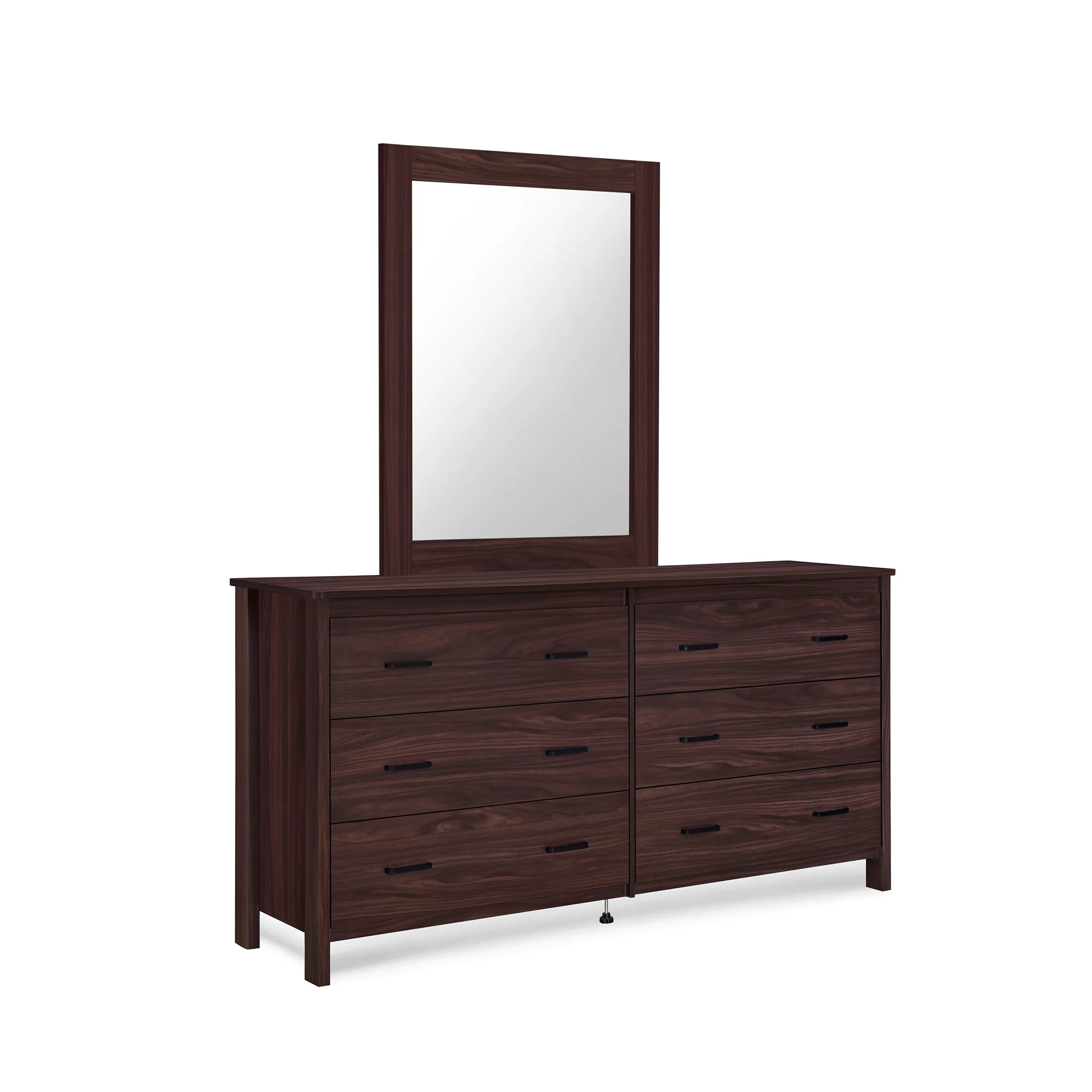 Titeca Contemporary 6 Drawer Vanity Dresser with Rectangular Mirror - furnishings