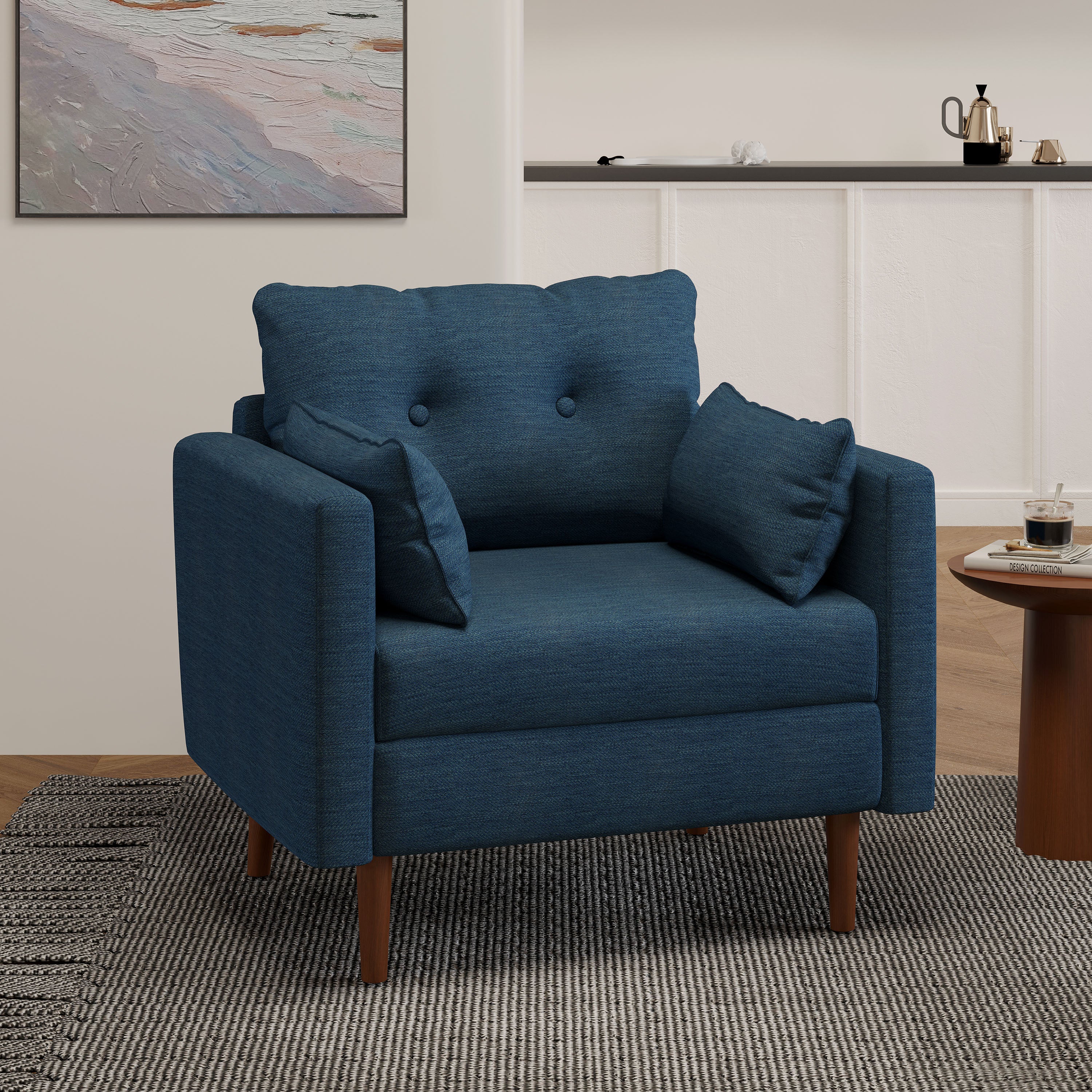 Ashuelot Mid Century Modern Fabric Tufted Club Chair with Accent Pillows - furnishings
