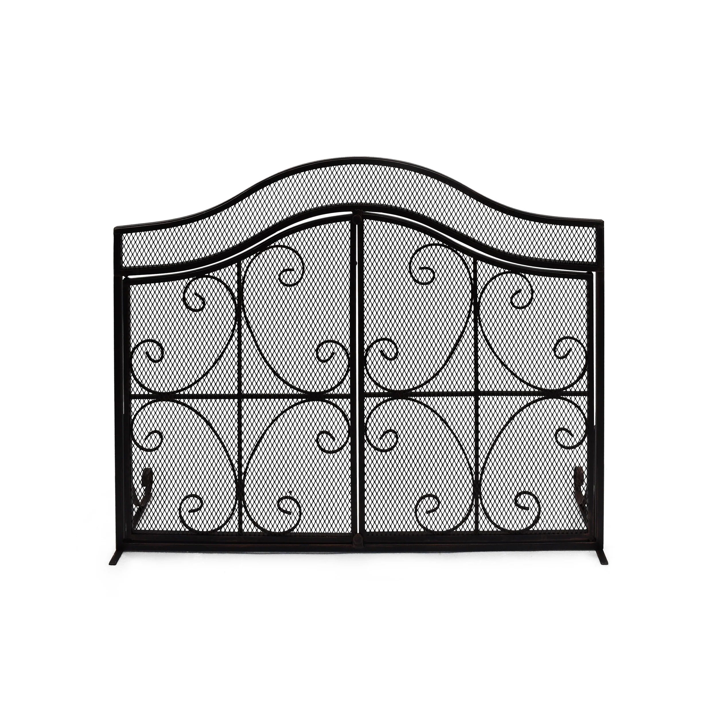 Gary Modern Three Panel Iron Firescreen with Door - furnishings