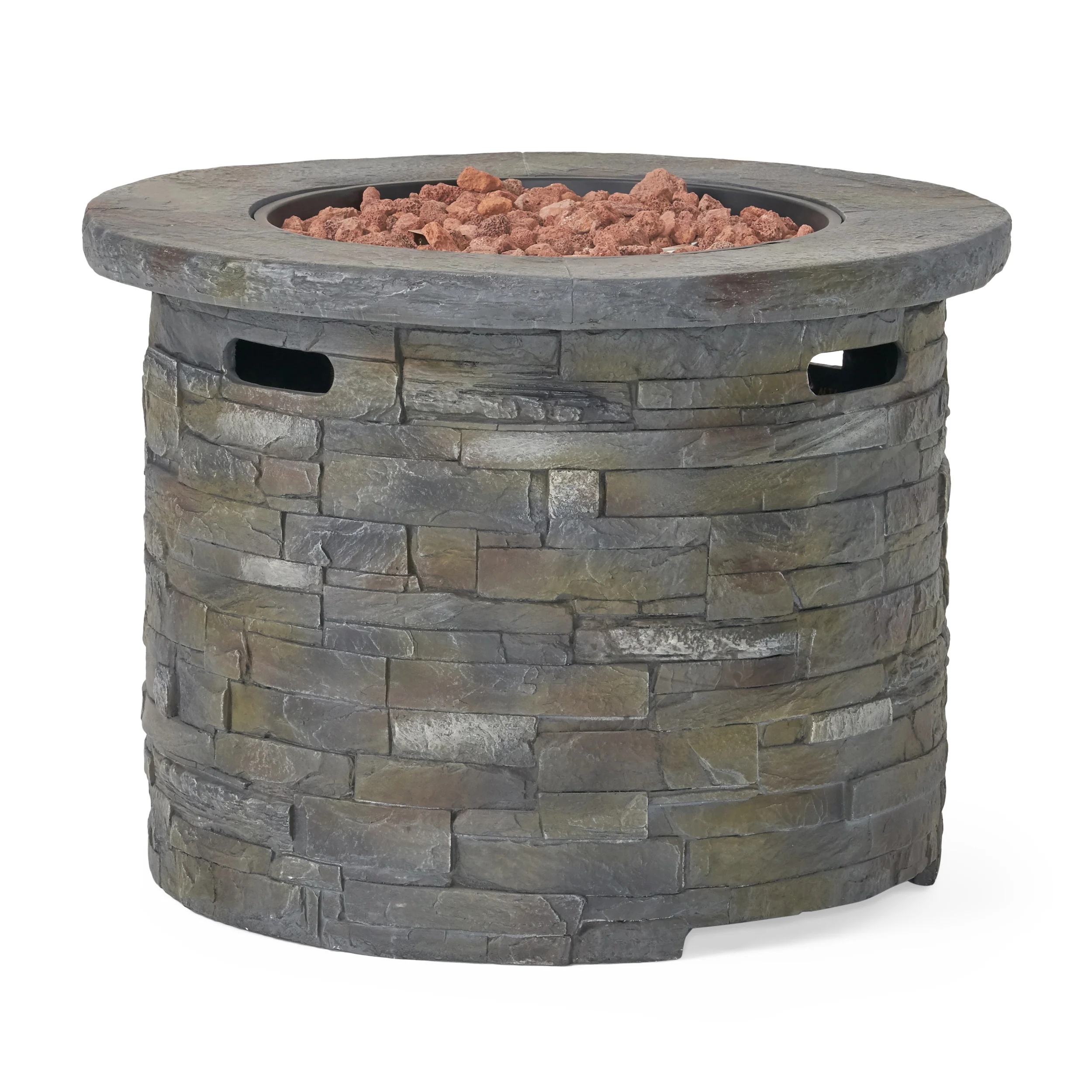 Arlana Outdoor 40,000 BTU Lightweight Concrete Circular Fire Pit - furnishings