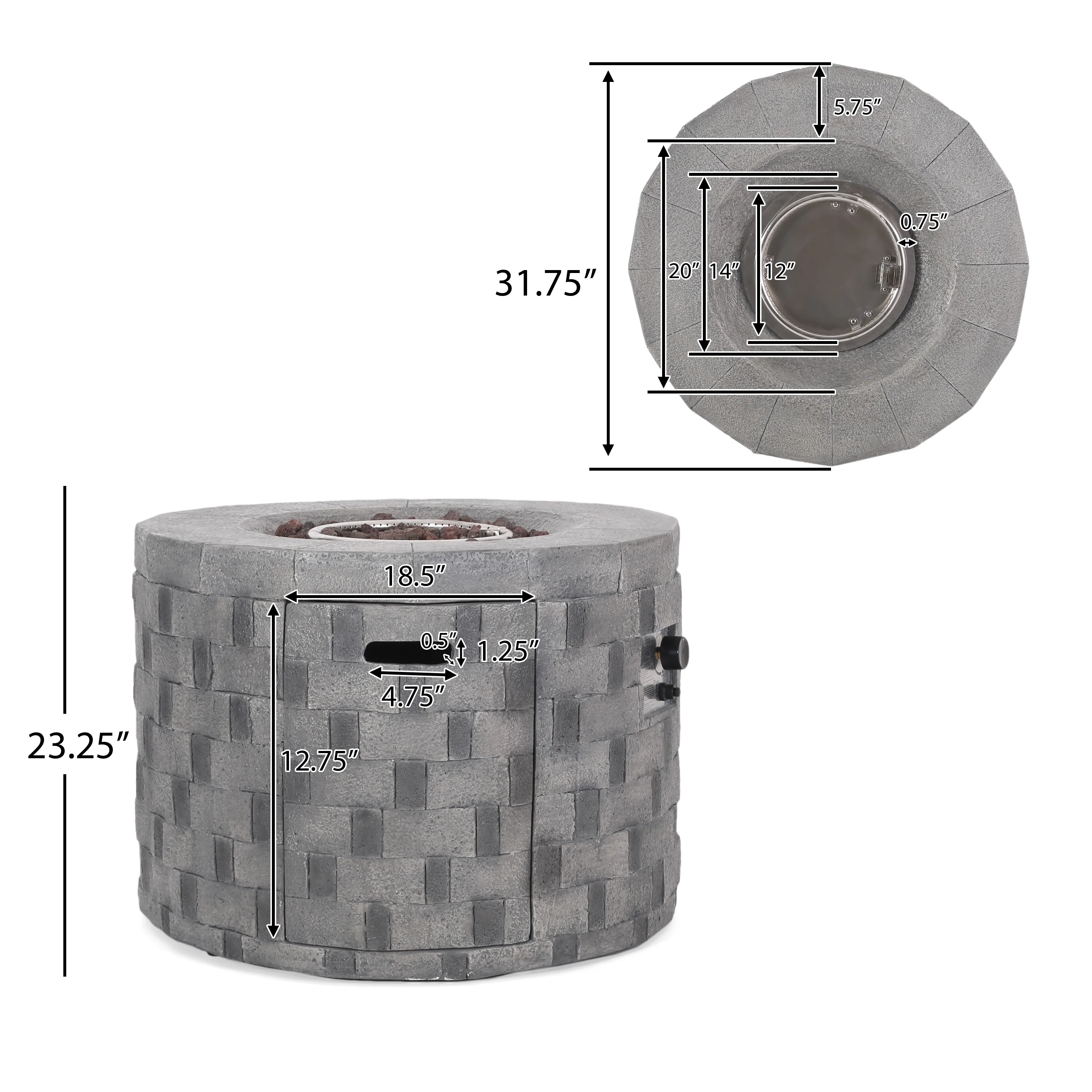 Kaur Outdoor Lightweight Concrete Circular Fire Pit - furnishings