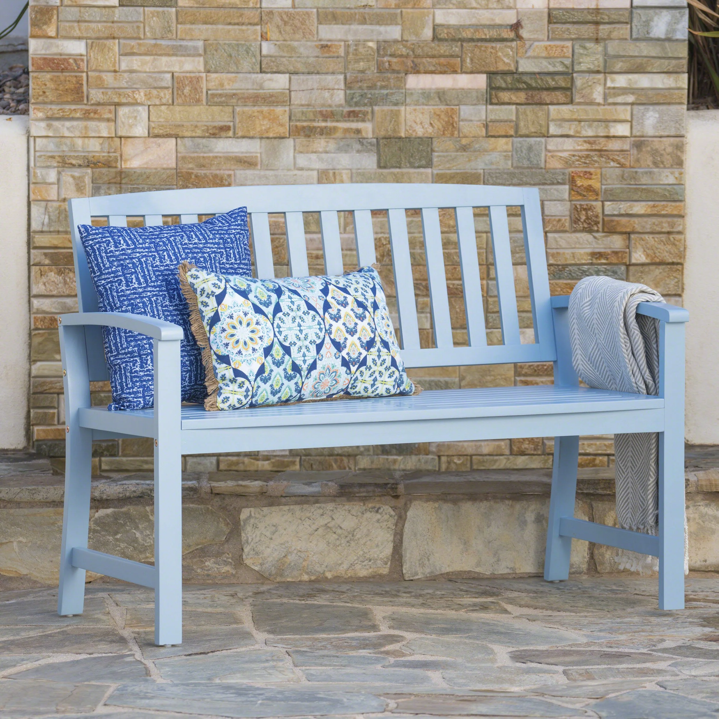 Lola Outdoor Acacia Wood Bench - furnishings