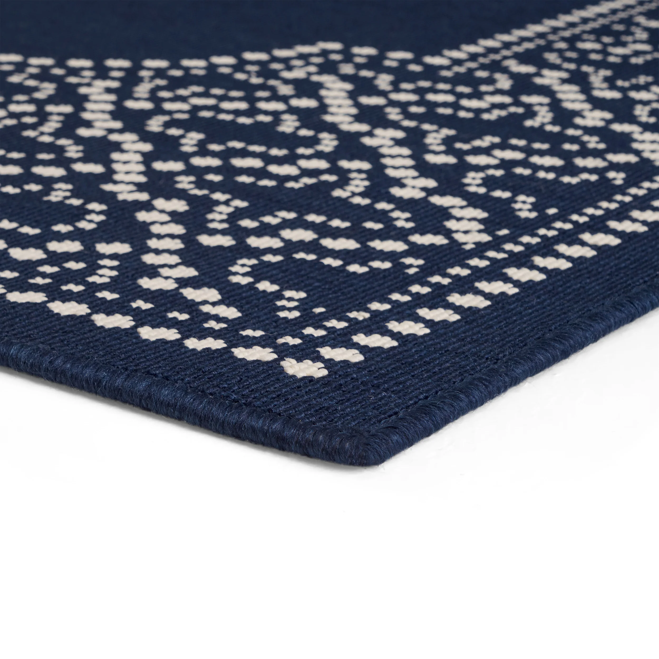 Madeline Outdoor Border Area Rug, Navy and Ivory - furnishings