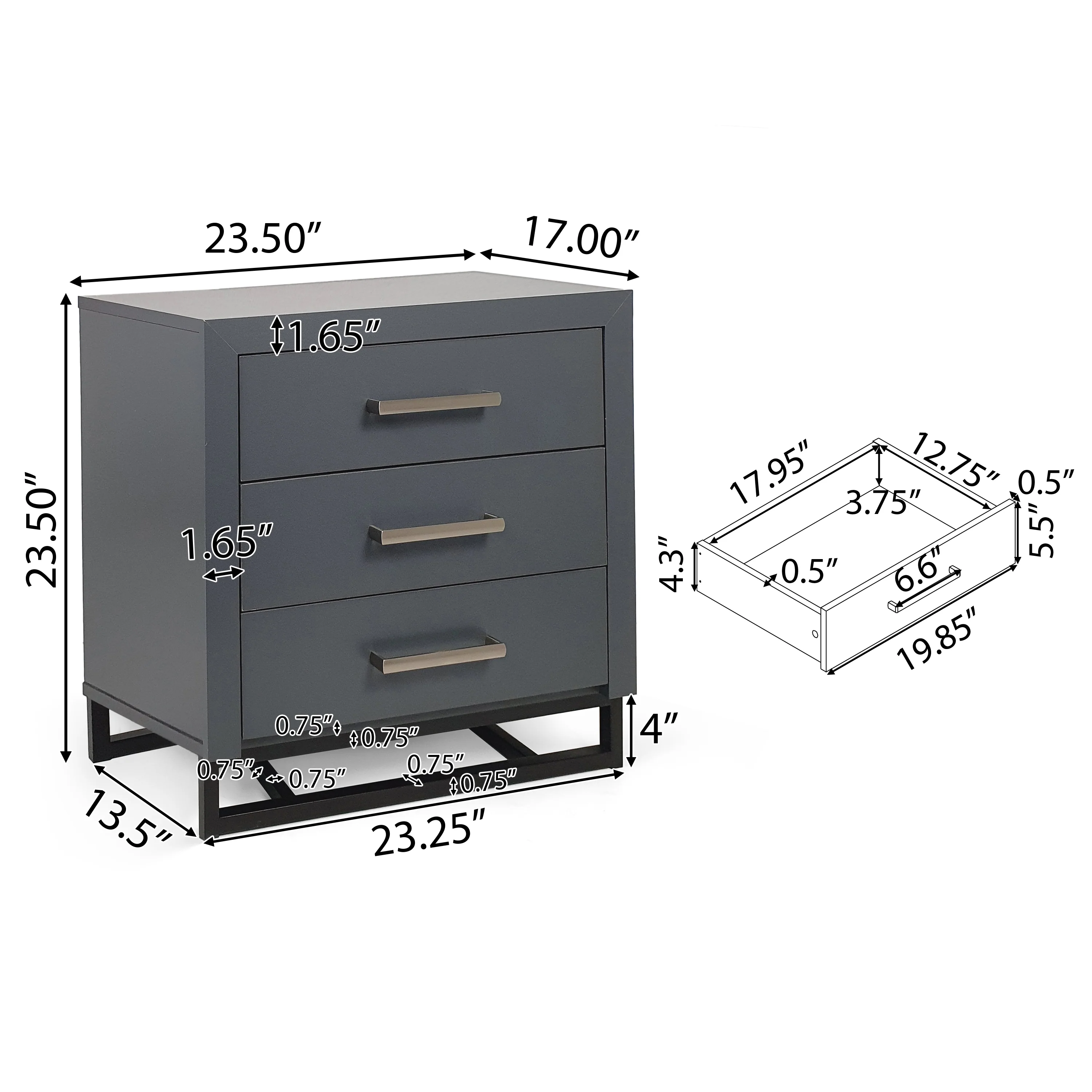 Borah Contemporary Faux Wood 2 Piece 5 Drawer Dresser and Nightstand Bedroom Set - furnishings