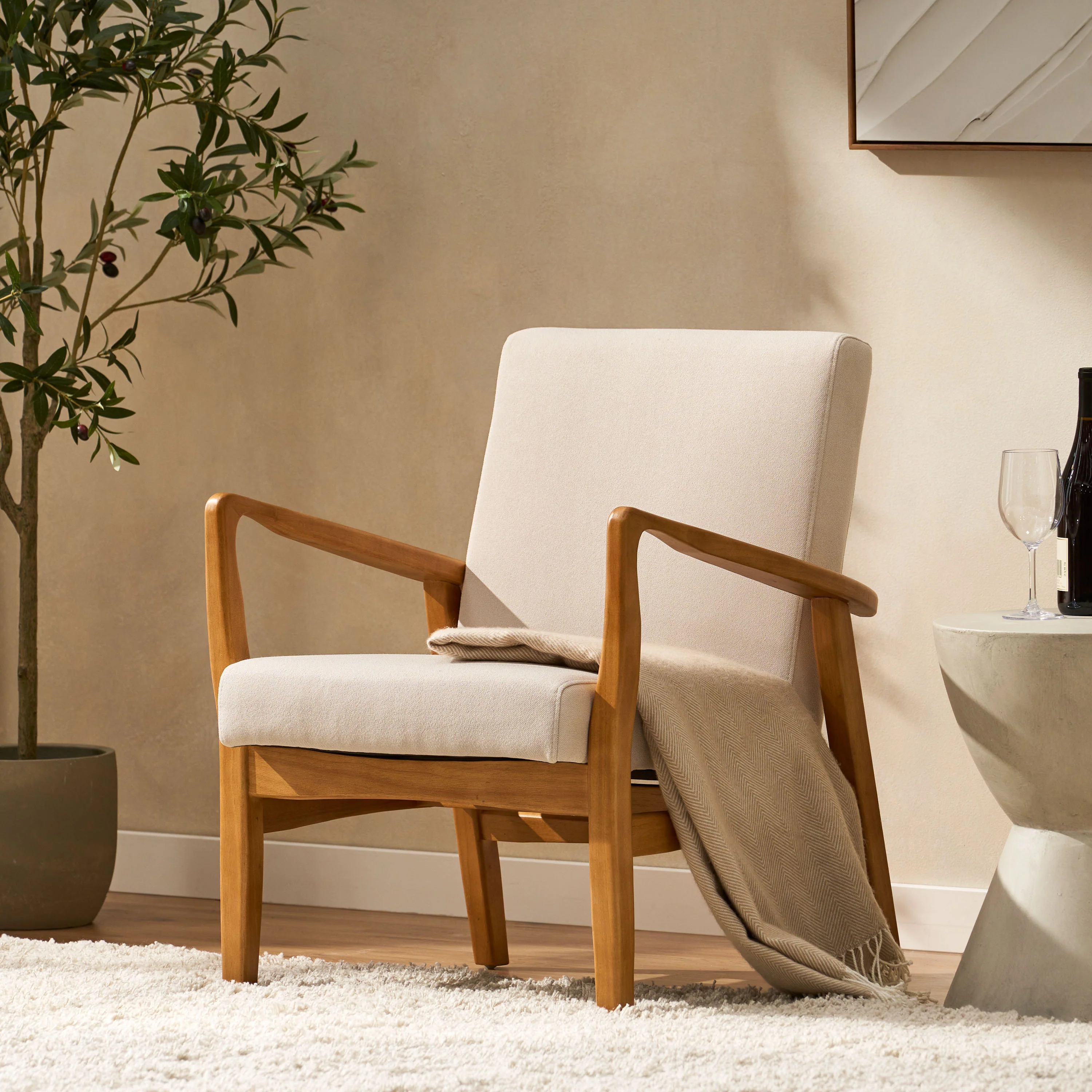 Isaac Mid-Century Modern Fabric Upholstered Club Chair - furnishings