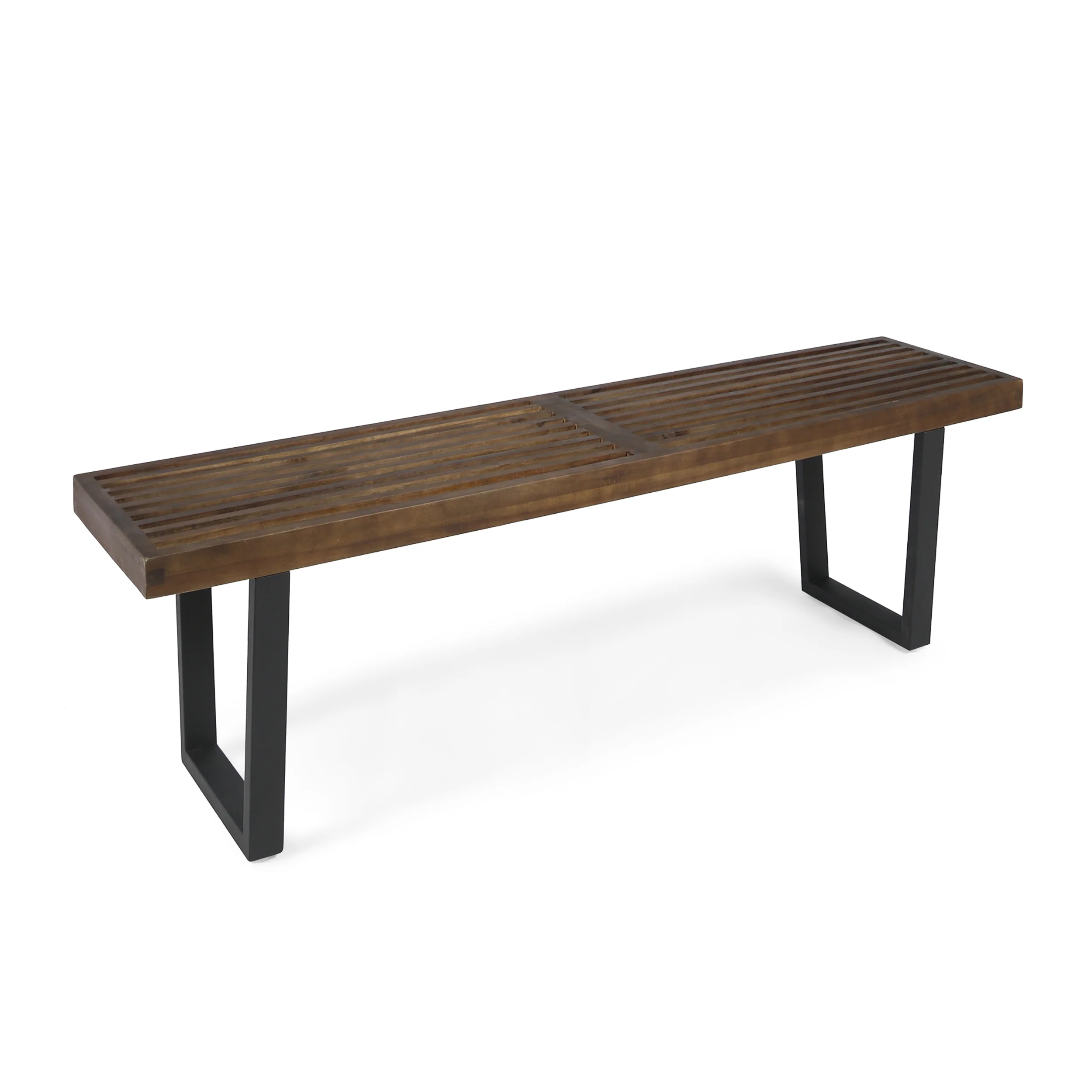 Joa Patio Dining Bench, Acacia Wood with Iron Legs, Modern, Contemporary - furnishings