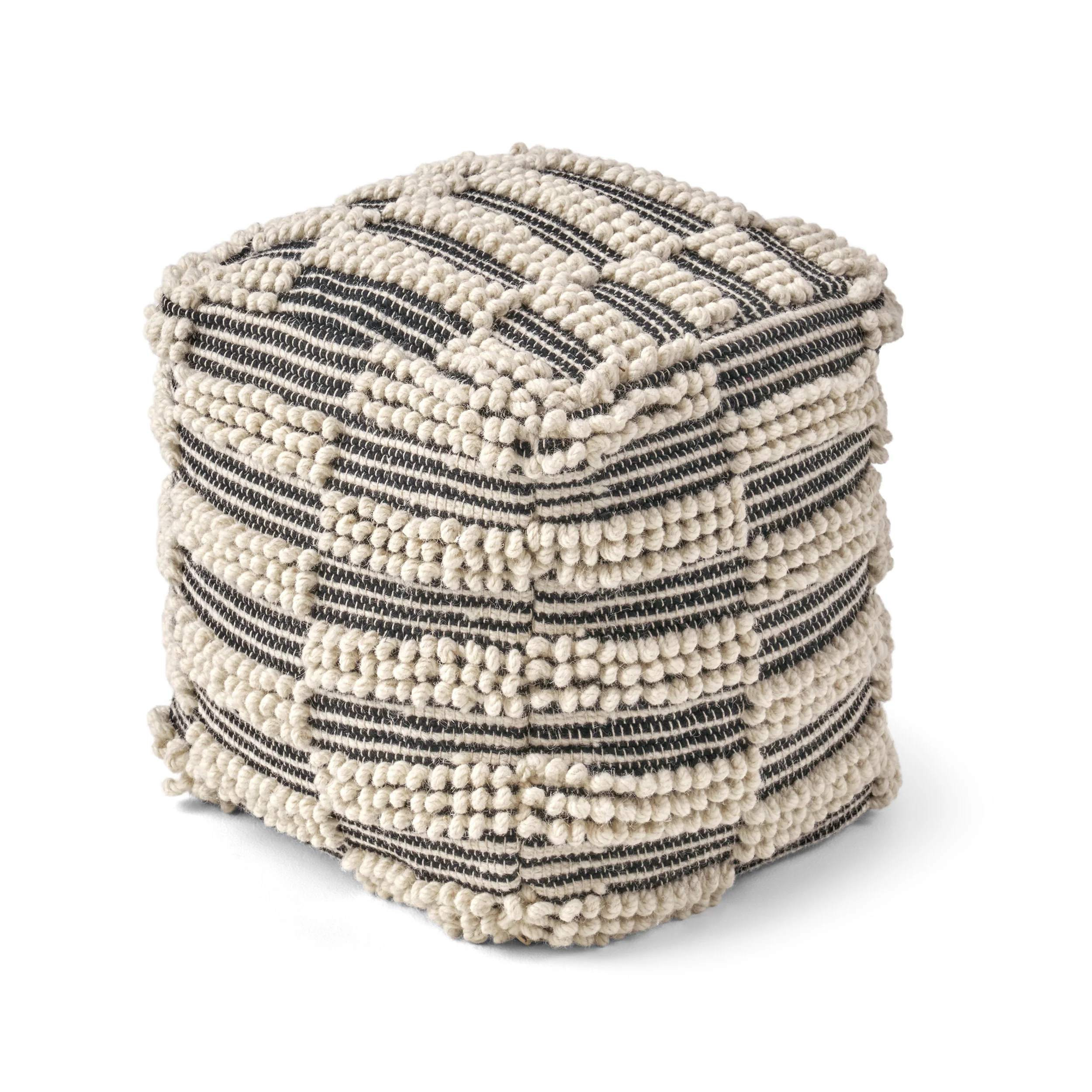 Taz Contemporary Handcrafted Fabric Cube Pouf - furnishings