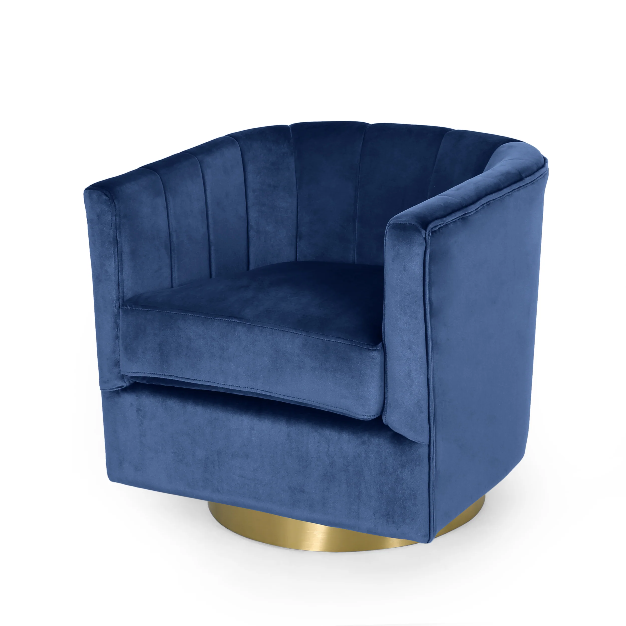 Blairmont Modern Glam Channel Stitch Velvet Swivel Club Chair - furnishings
