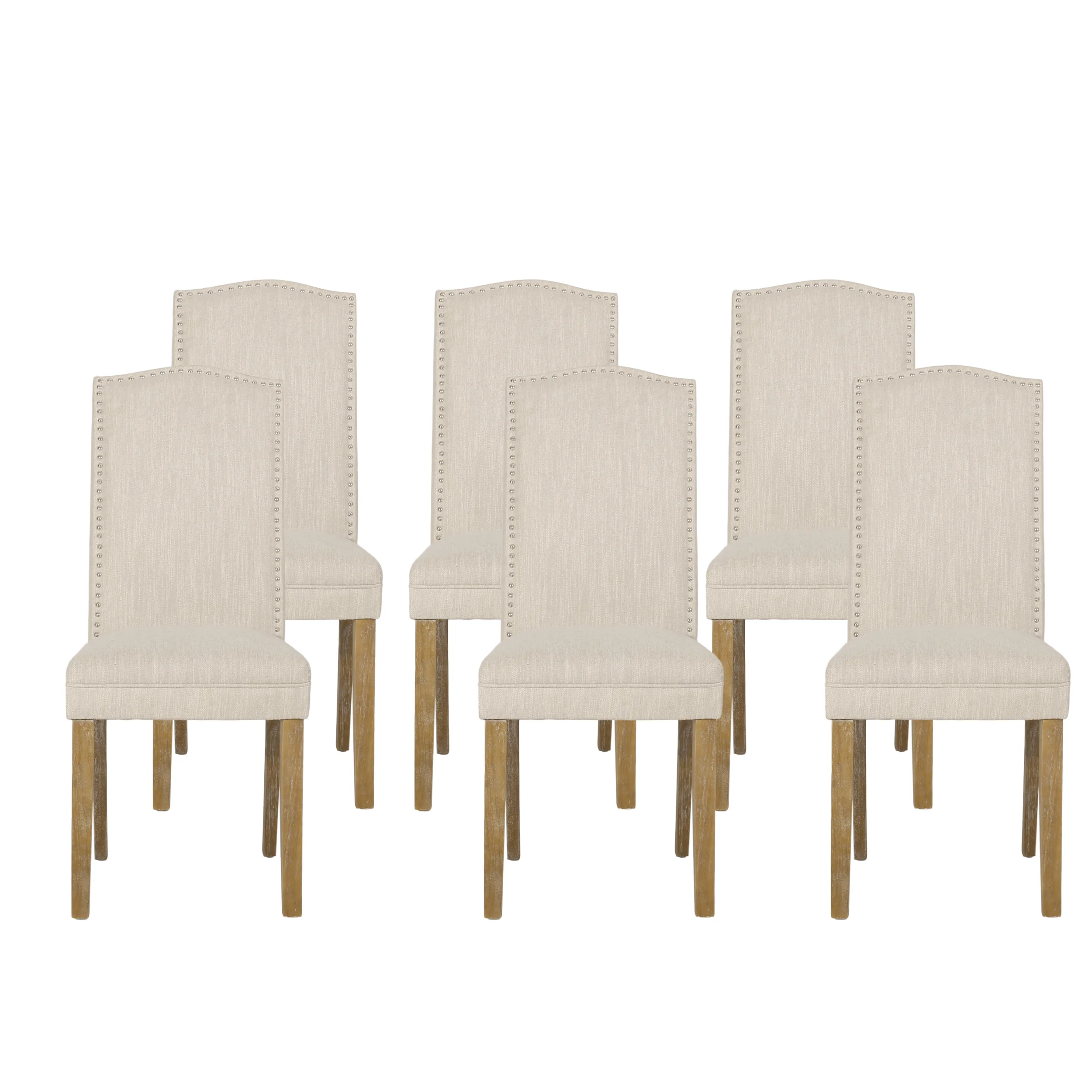 Geromin Contemporary Fabric Dining Chairs with Nailhead Trim, Set of 6 - furnishings