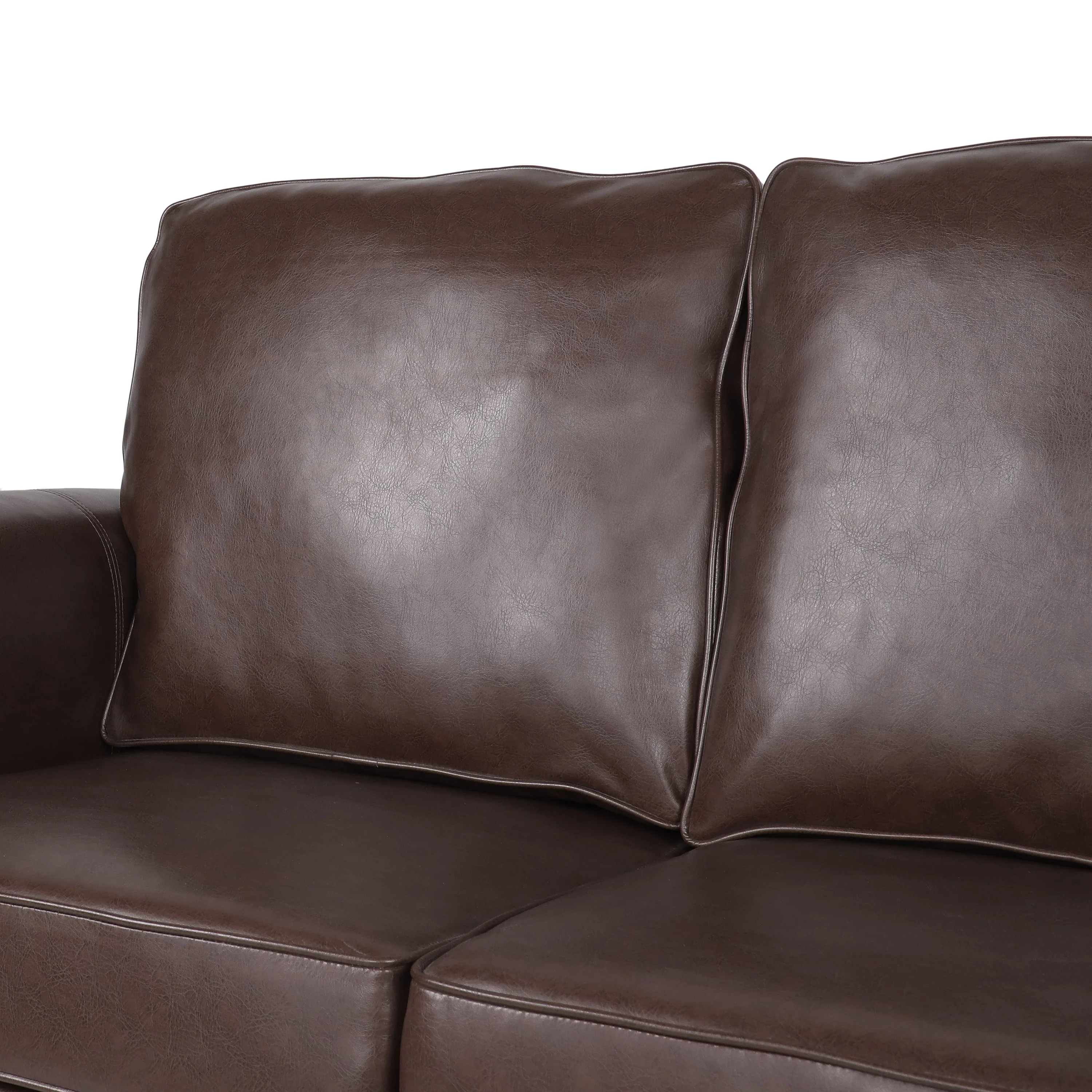 Burkehaven Contemporary Faux Leather 3 Seater Sofa with Nailhead Trim - furnishings