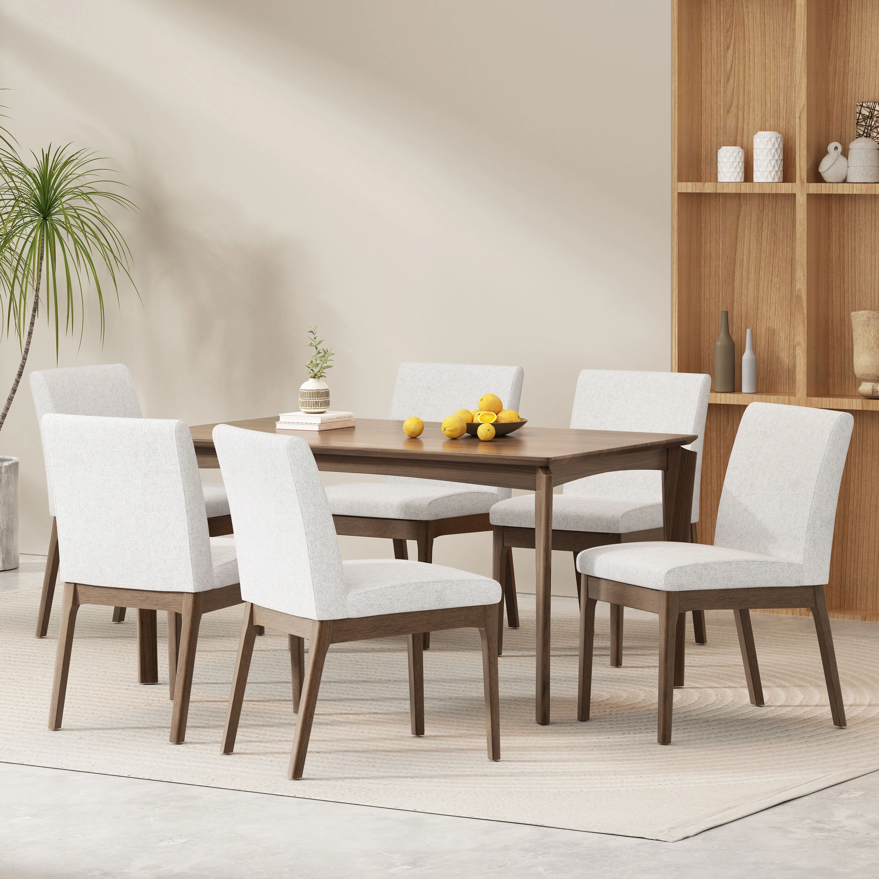 Ballantrae Wood and Fabric 7 Piece Dining Set - furnishings