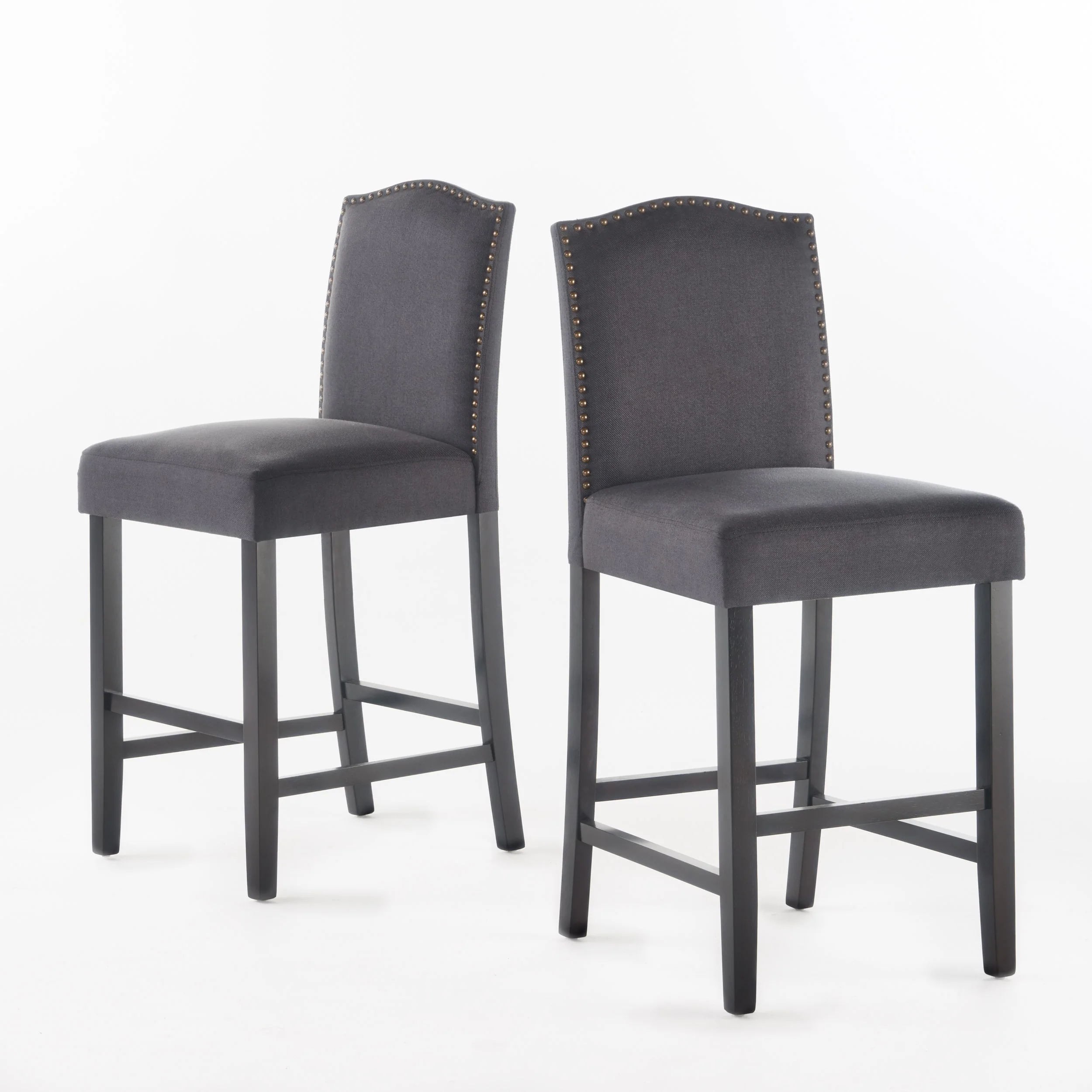 Kainu Dark Charoal Fabric Counter Stools, Set of 2 - furnishings