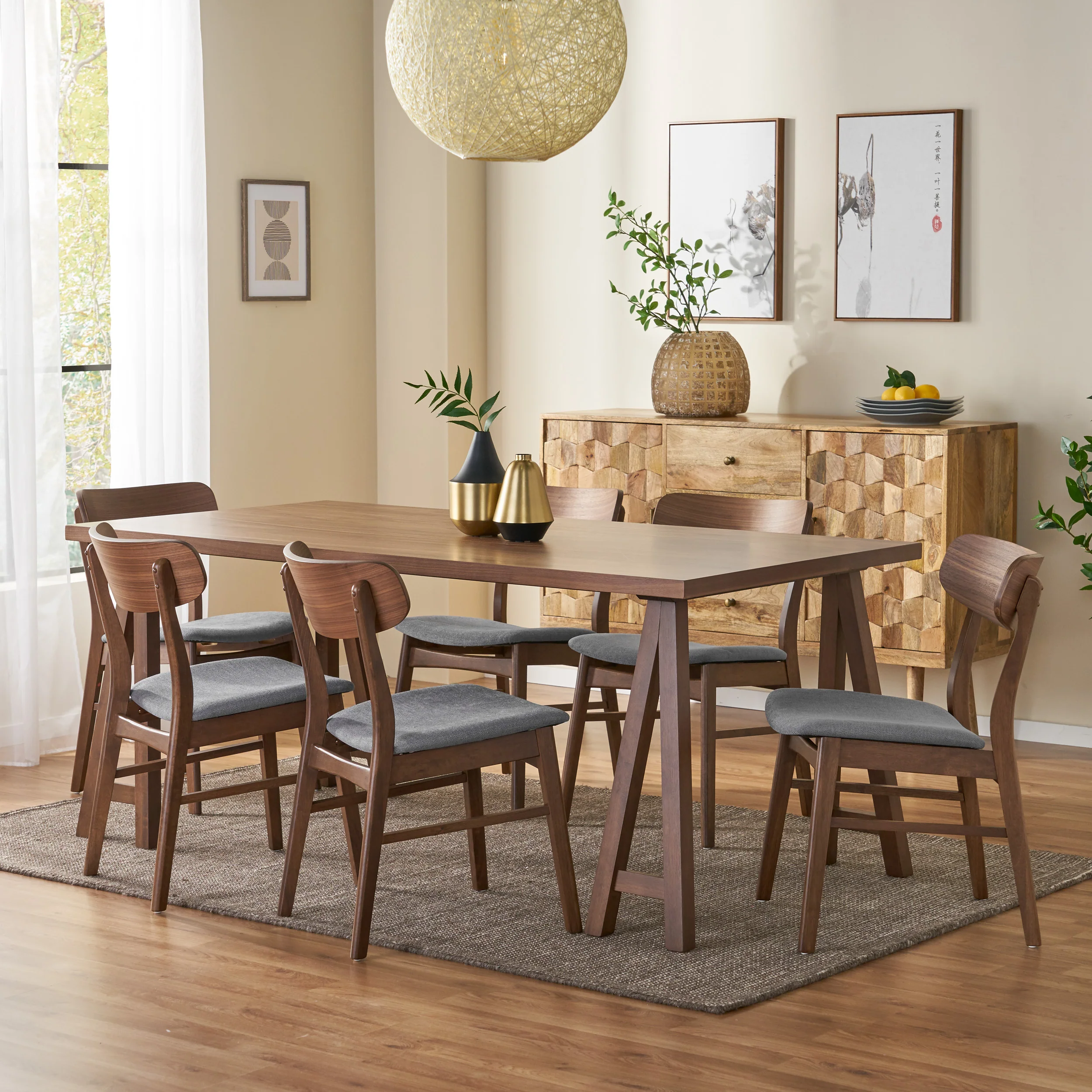 Alexis Mid-Century Modern 7 Piece Dining Set - furnishings
