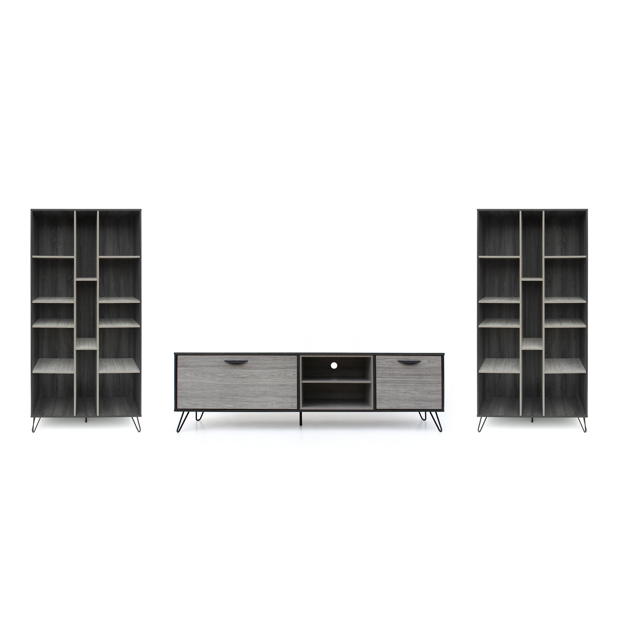 Doreen Mid Century 3 Piece TV Stand & Bookcases Set - furnishings