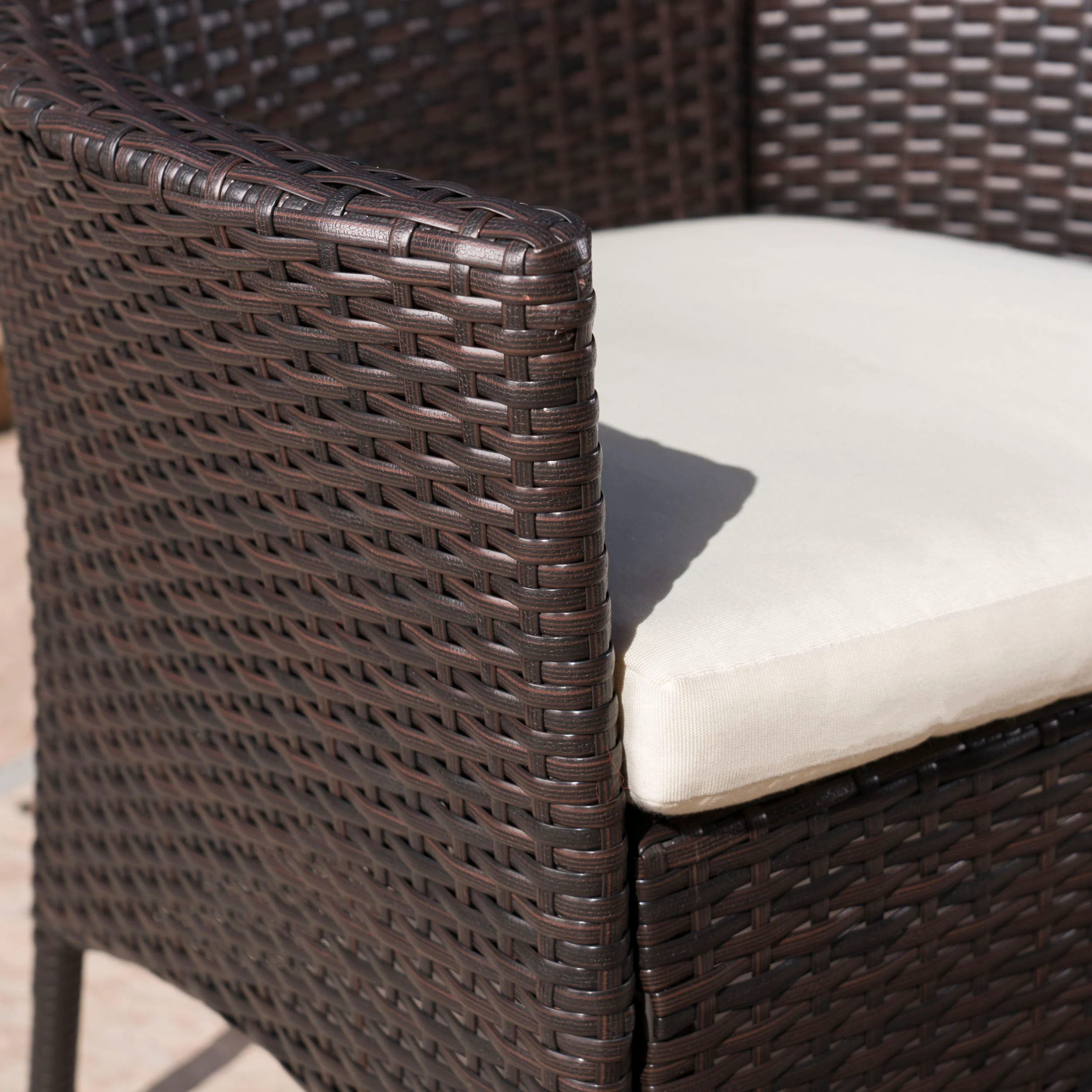 Delilah Outdoor 7 Piece Wicker Hexagon Dining Set with Stacking Chairs - furnishings