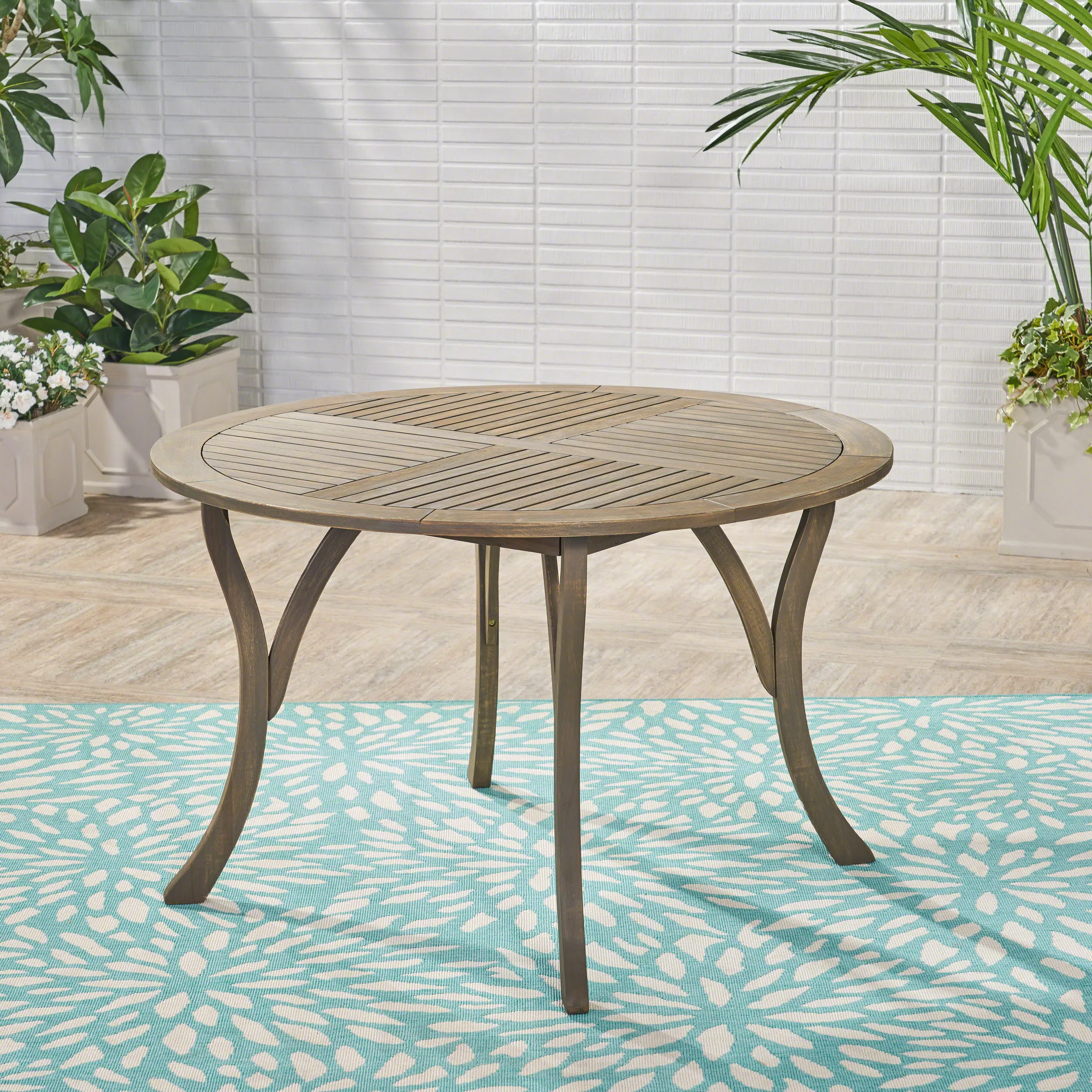 Lance Outdoor 5 Piece Acacia Wood and Wicker Dining Set - furnishings