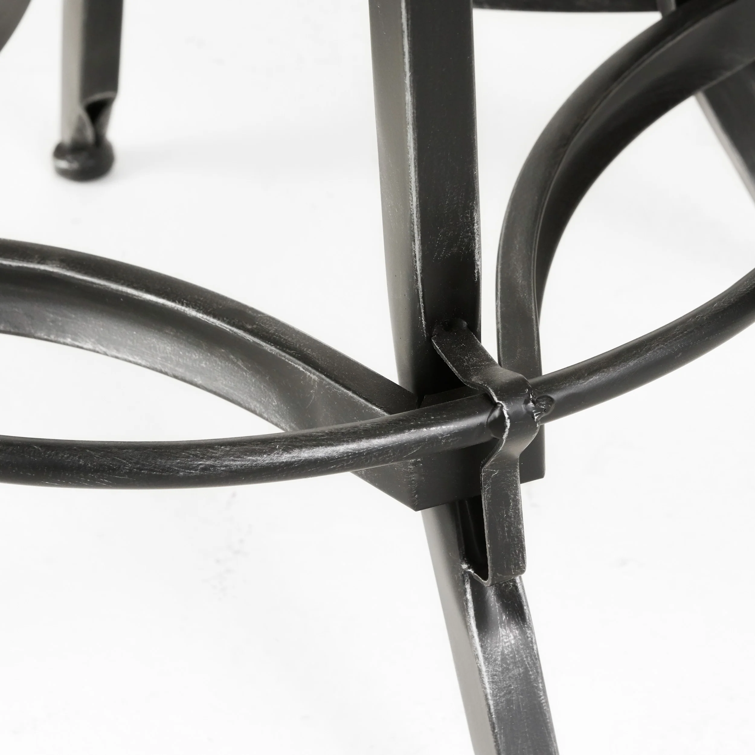 Dempsey Padded Brown Leather Iron Adjustable Swivel Bar Stool - furnishings