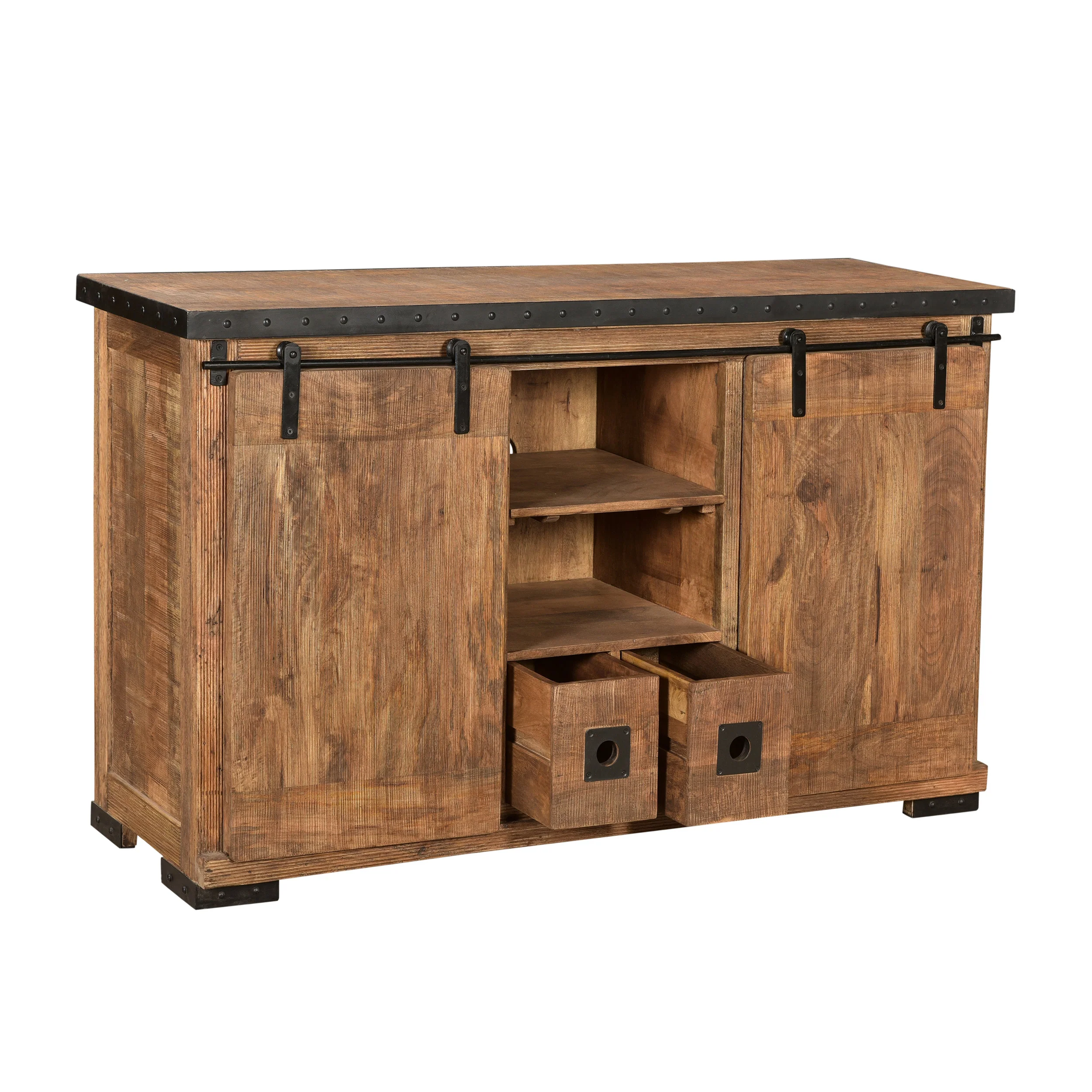 Phoebe Modern Industrial Mango Wood Sideboard, Natural Finish and Black - furnishings
