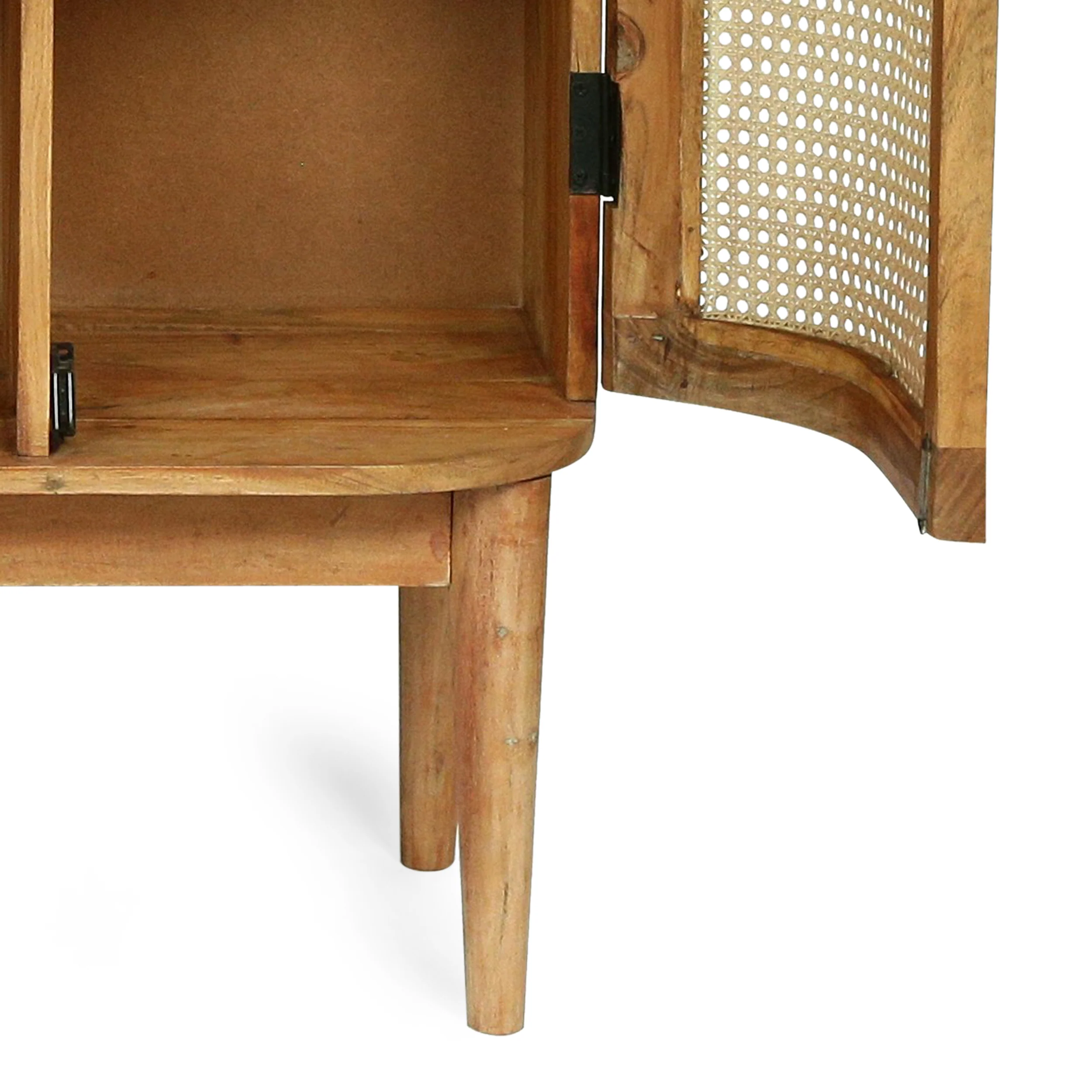 Malquin Handmade Acacia Wood and Cane 3 Shelf Bookcase, Natural - furnishings