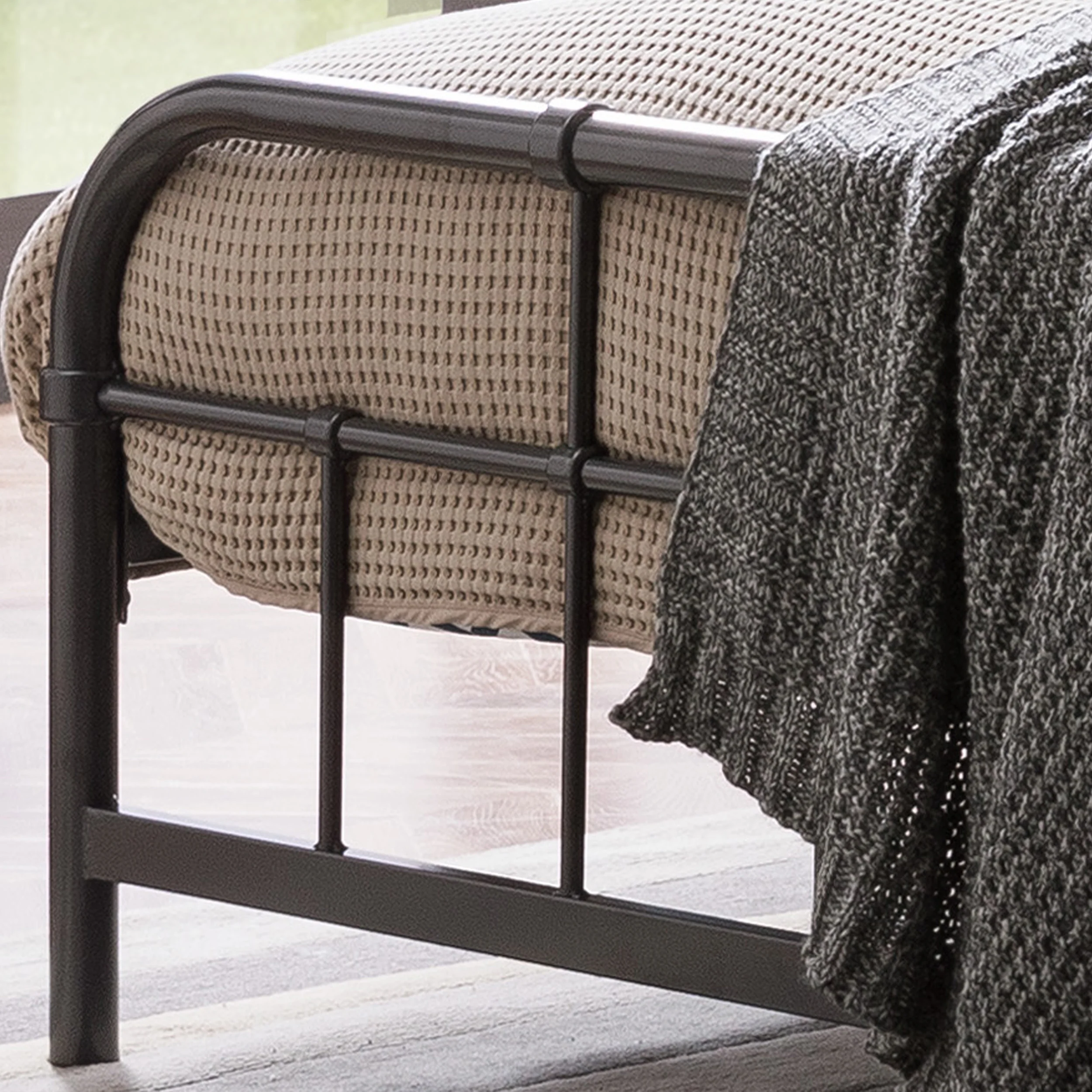 Sylvia Queen-Size Iron Bed Frame, Minimal, Industrial - furnishings