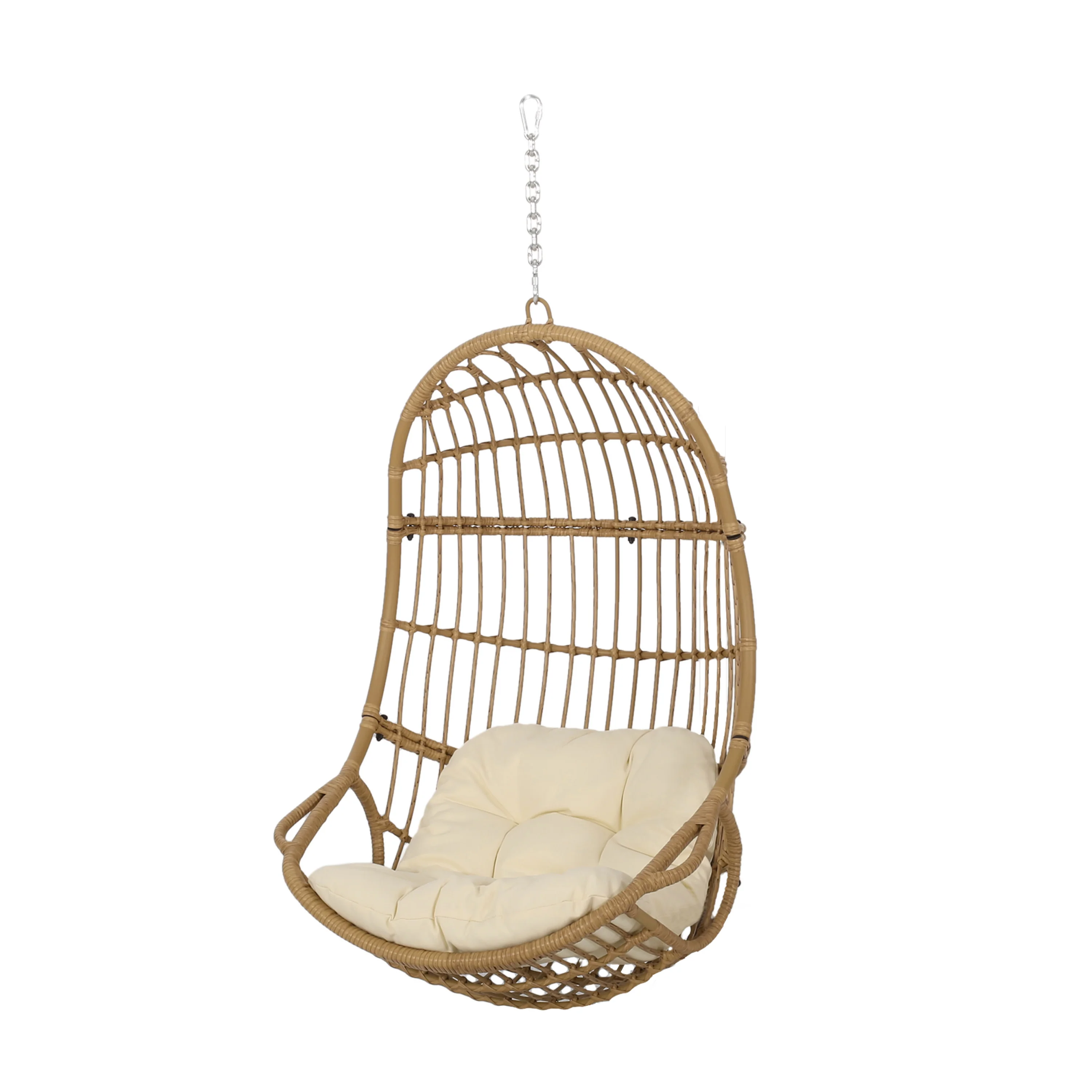 Perry Outdoor Wicker Hanging Basket Chair with Cushions - furnishings