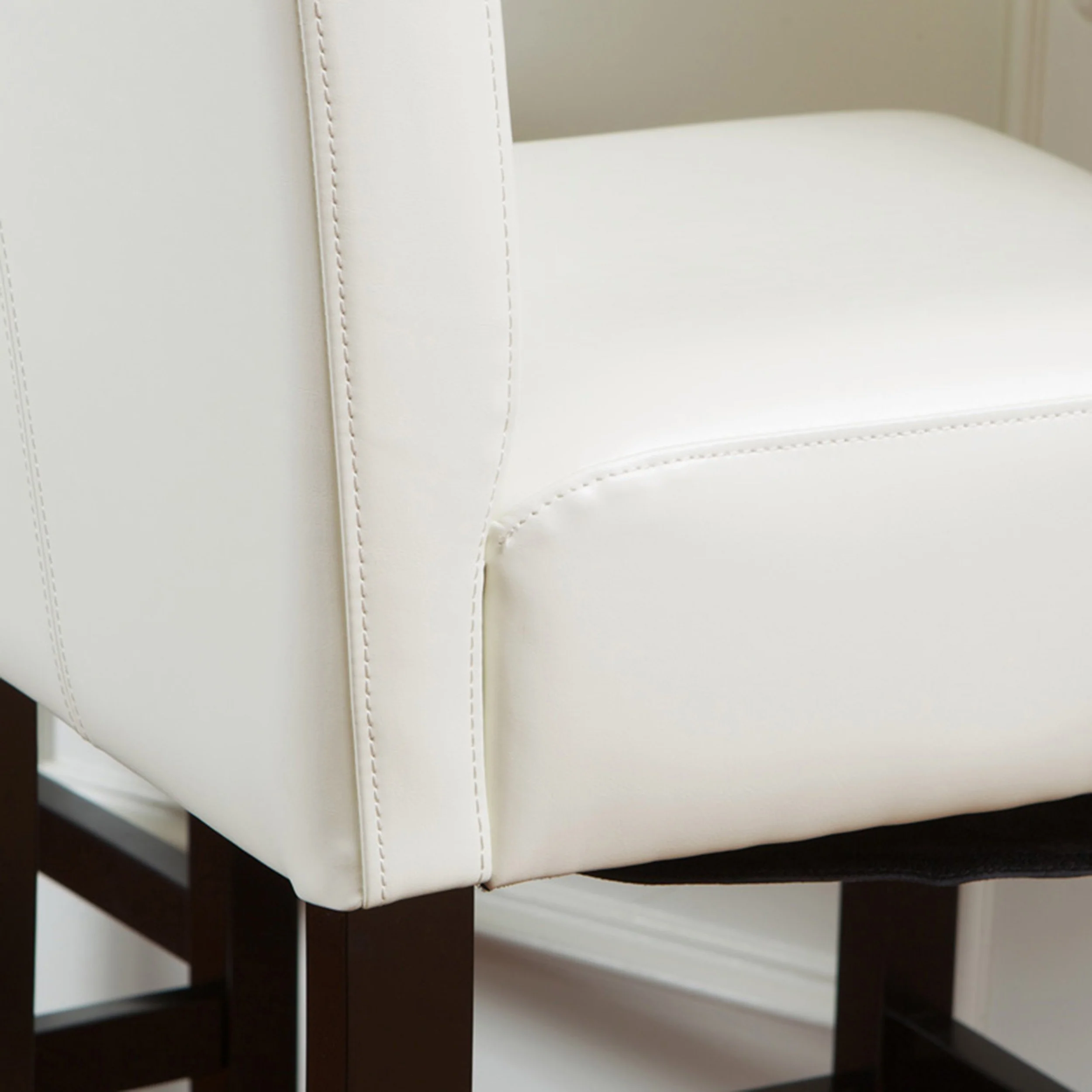 Lowry Contemporary Upholstered Ivory Bonded Leather Backed Barstools (Set of 2) - furnishings