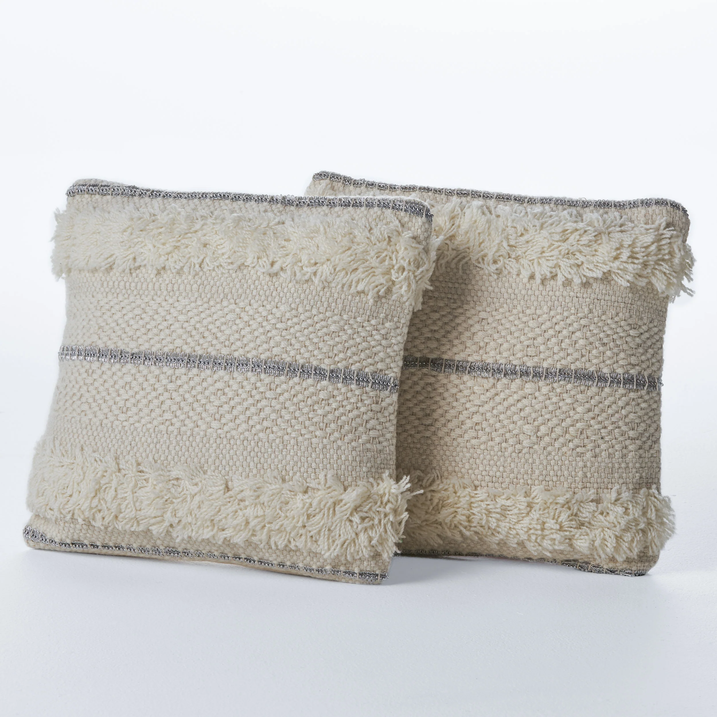 Miles Handcrafted Boho Fabric and Lace Pillow - furnishings