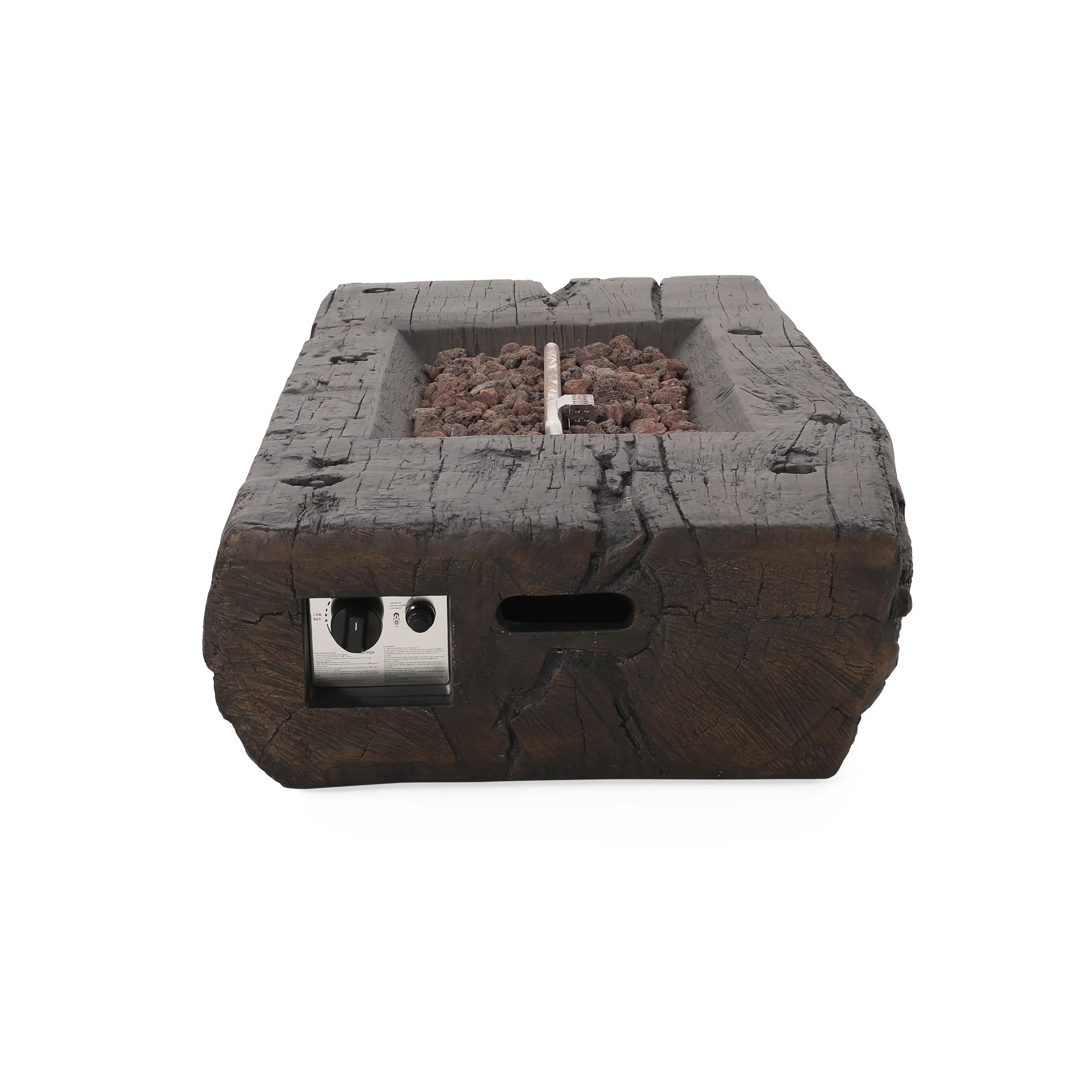 Carolina Outdoor 40,000 BTU Lightweight Concrete Wood Finish Fire Pit (No Tank Holder), Brown - furnishings
