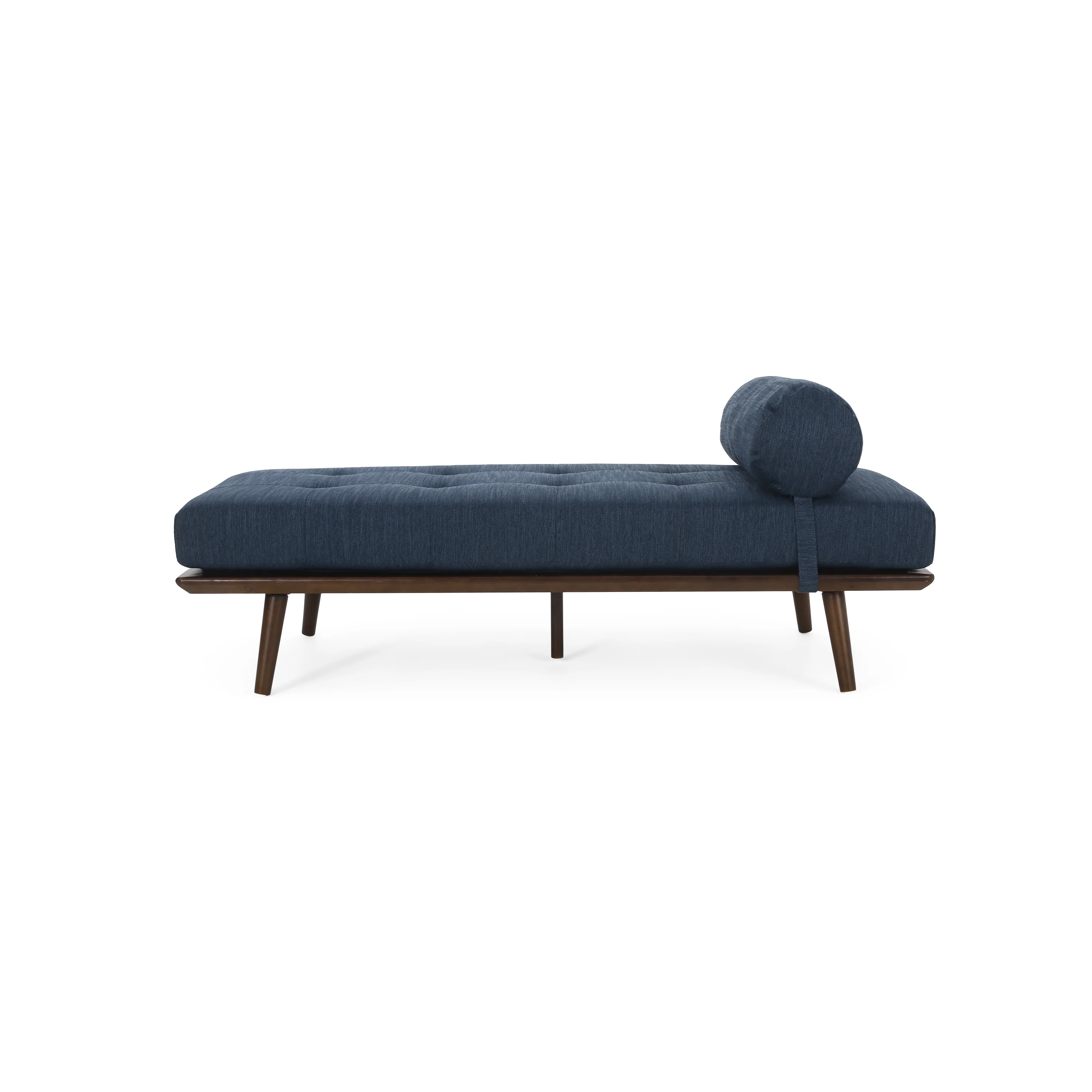 Lancer Mid Century Modern Fabric Tufted Chaise Lounge with Bolster Pillow - furnishings