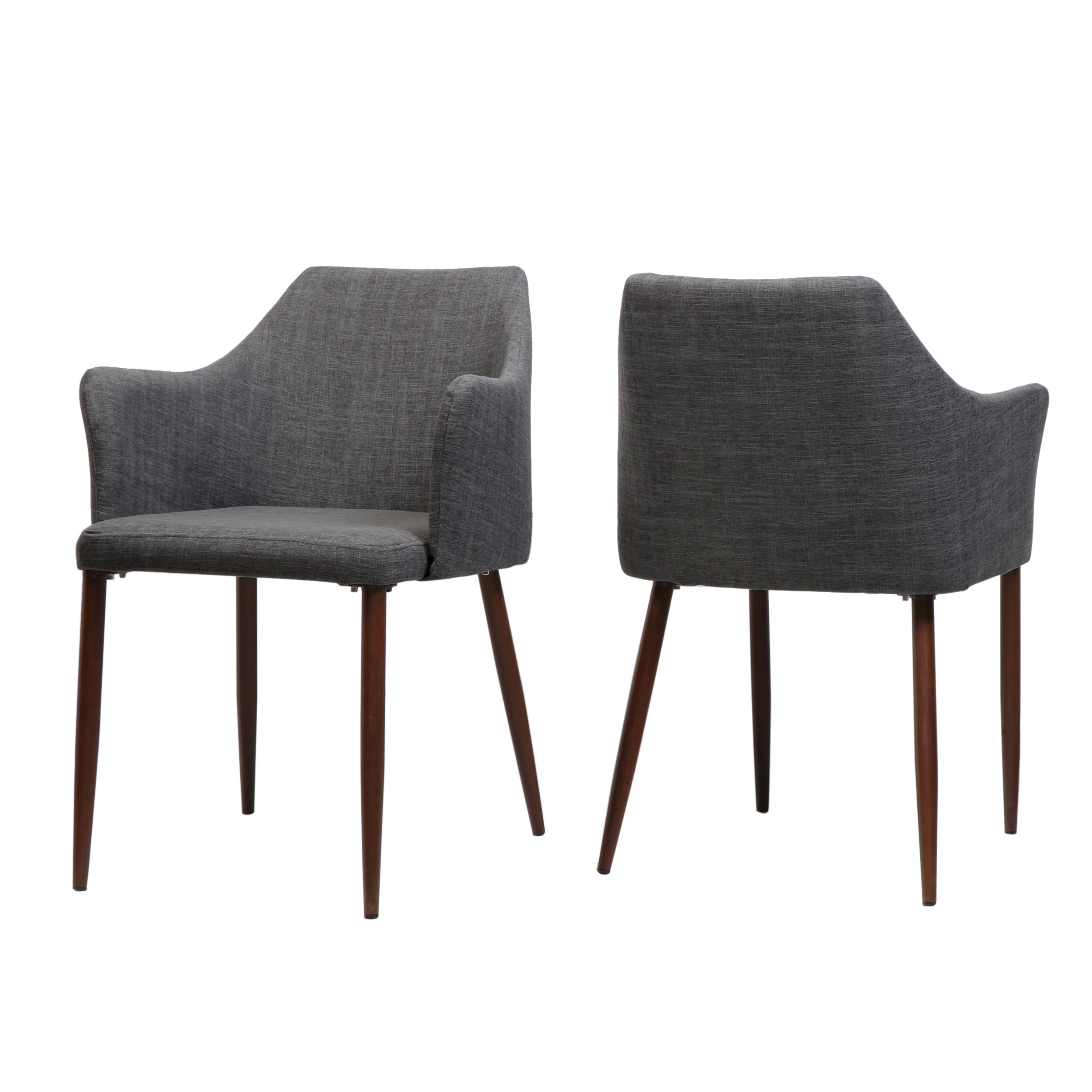 Nande Mid Century Fabric Dining Chairs with Wood Finished Legs - Set of 2 - furnishings