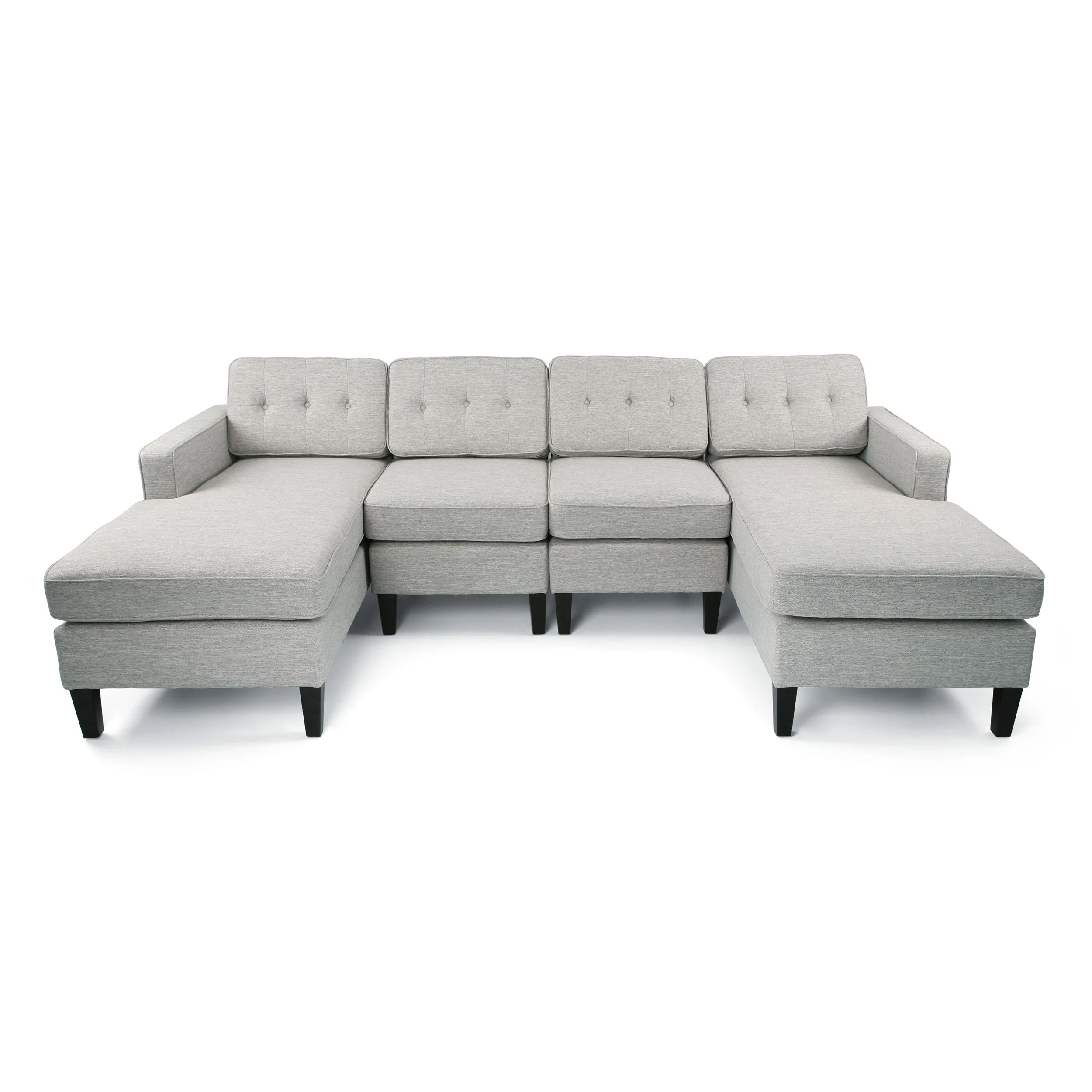 Grace Contemporary Fabric Chaise Sectional with Button Accents - furnishings
